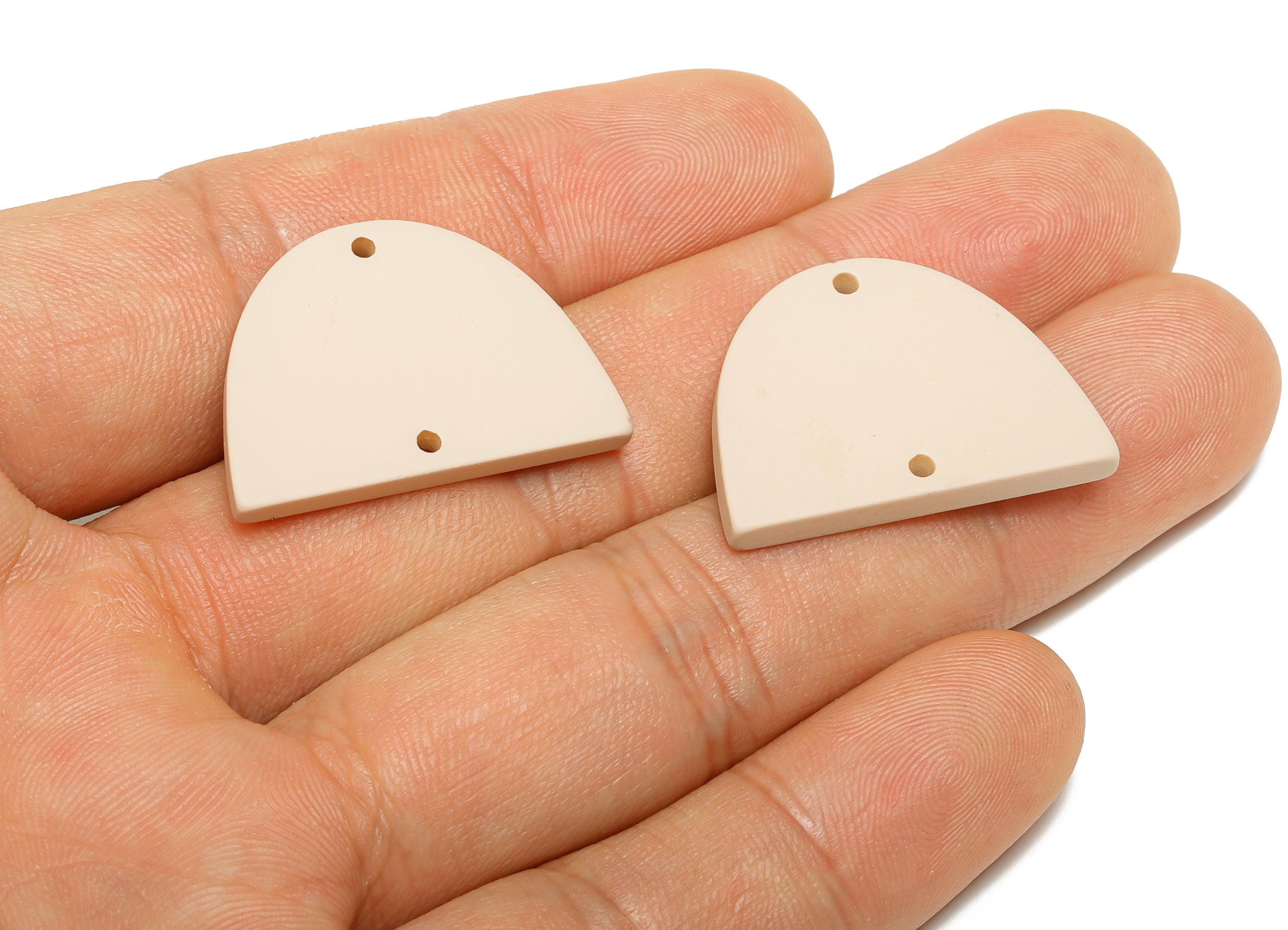 Acrylic Domed Earring Connector - Matte Half Round Charms - 2 Holes Geometric Jewelry - Color Code: A1062 - 27.7x19x3mm - AC3660-A1062 - DOMEDBAZAAR