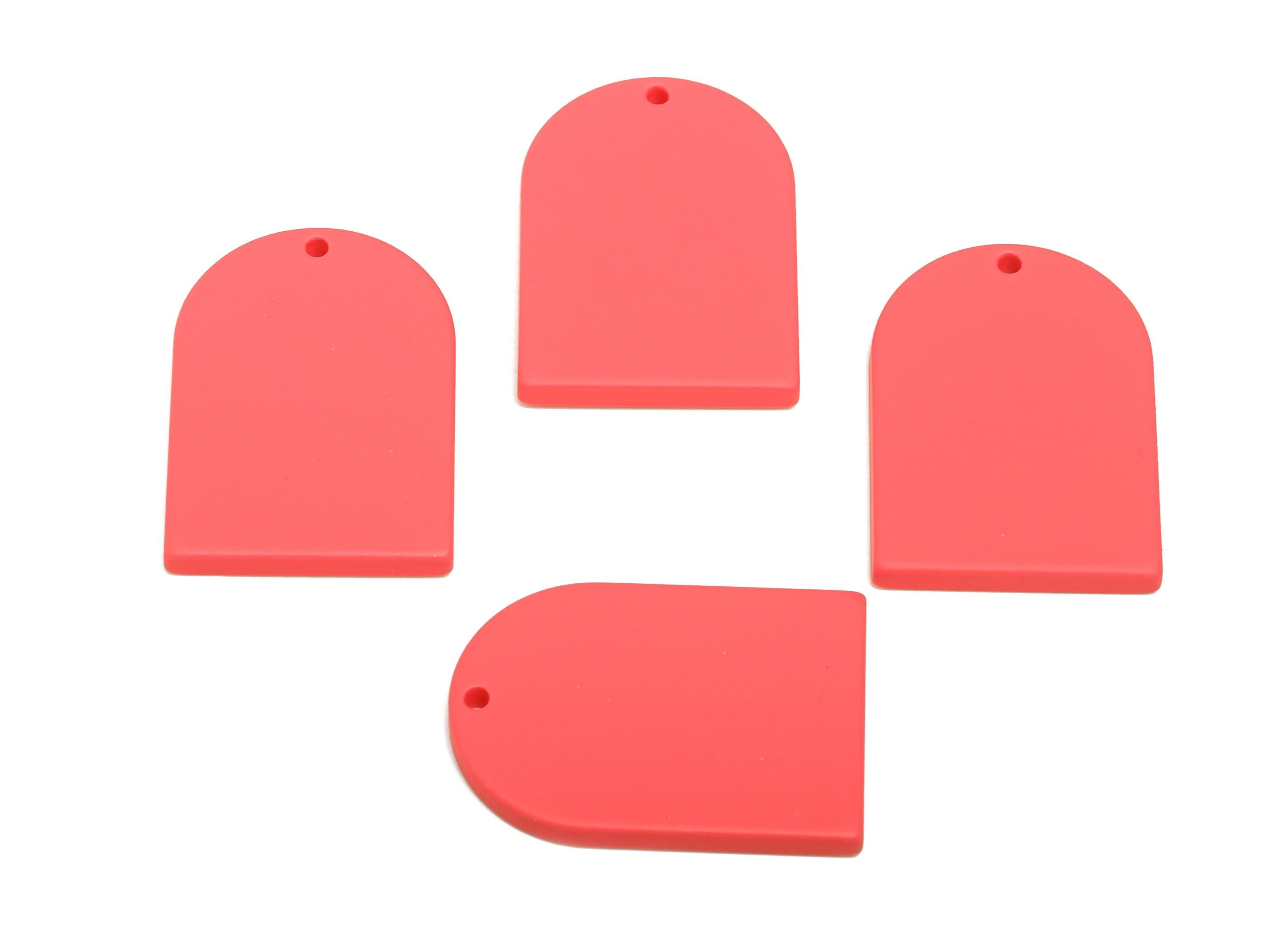 Acrylic Arch Pendant - Red Matte Arch Pendant - Lightweight Flat DIY Acrylic Earring Piece - Color Code: A1055 - 30x21x2.84mm - AC3670-A1055 - DOMEDBAZAAR