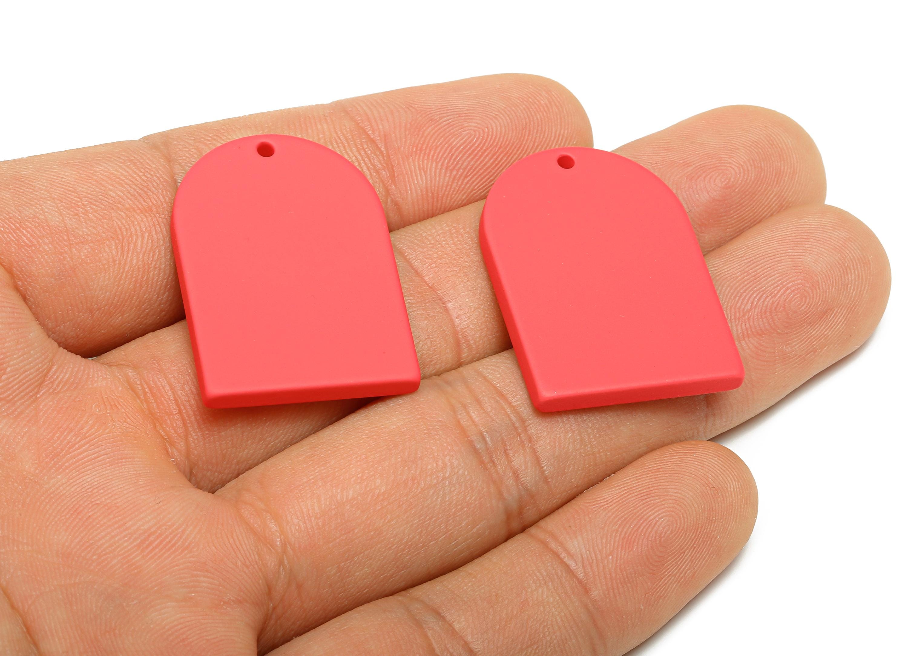 Acrylic Arch Pendant - Red Matte Arch Pendant - Lightweight Flat DIY Acrylic Earring Piece - Color Code: A1055 - 30x21x2.84mm - AC3670-A1055 - DOMEDBAZAAR