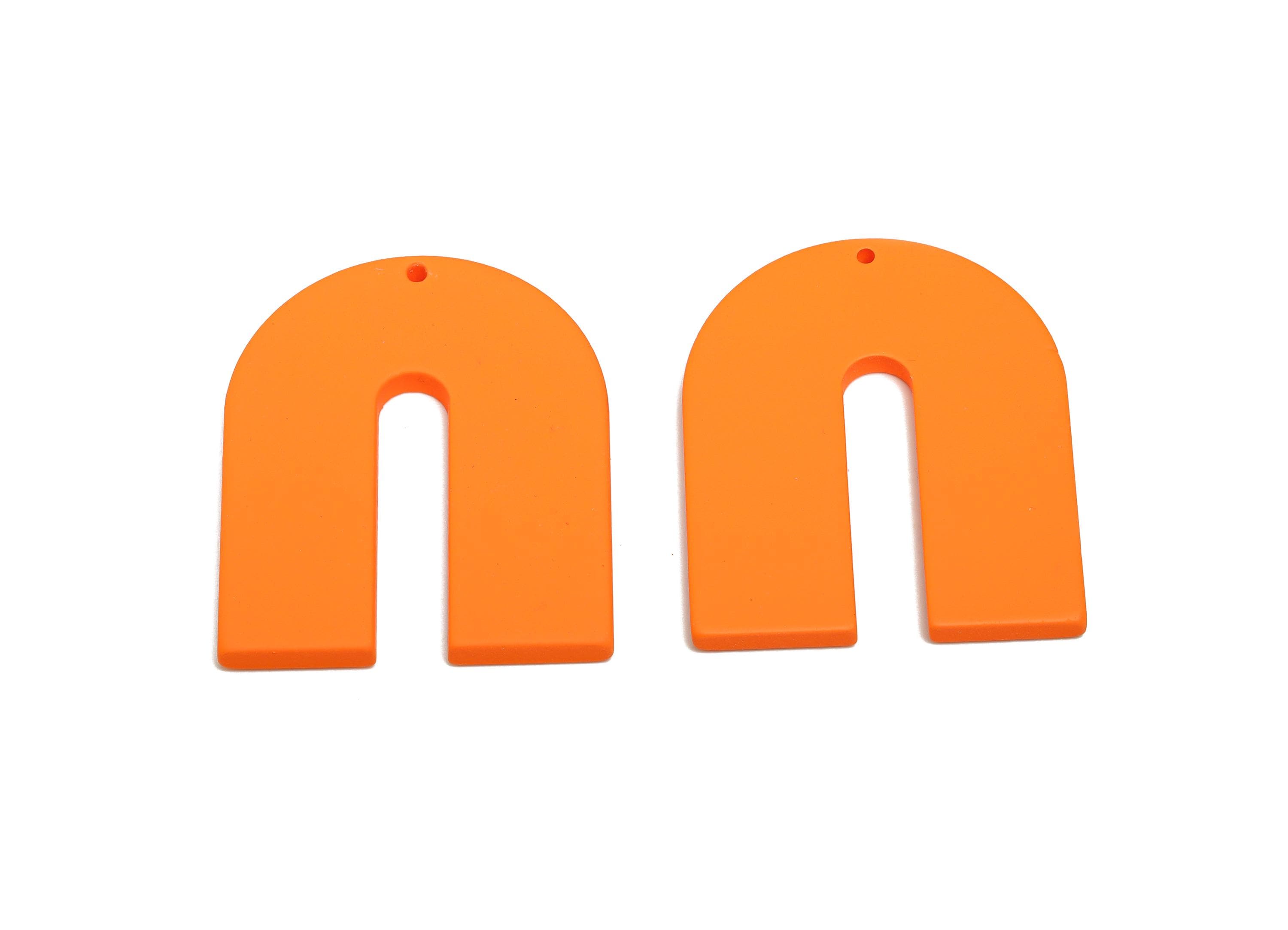 Acrylic Horseshoe Earring Charm - Matte Orange U Shape Geometric Pendant - Jewelry Making - Color Code: A1056 - 40.7x33.6x3mm - AC3662-A1056 - DOMEDBAZAAR