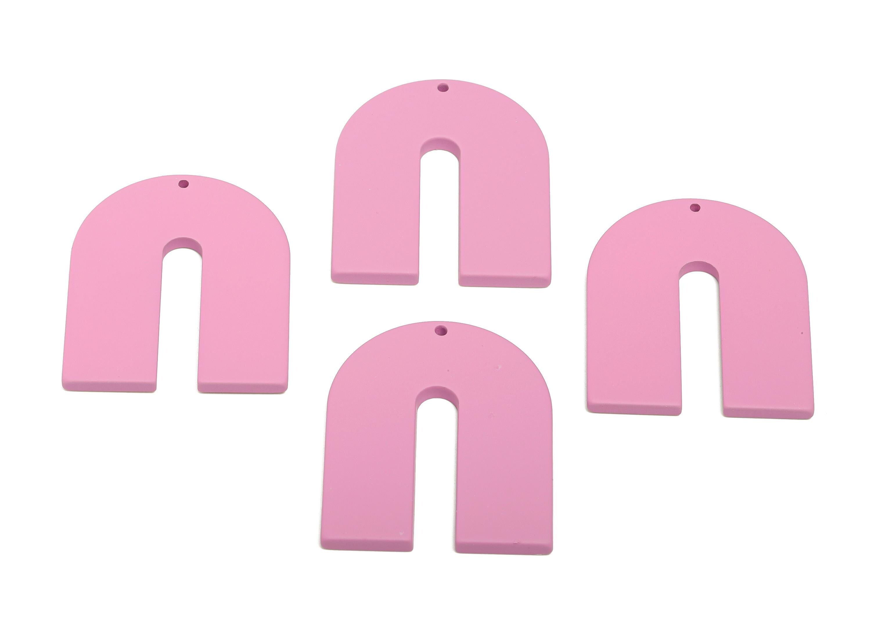 Acrylic Horseshoe Earring Charm - Matte Purple U Shape Geometric Pendant - Jewelry Making - Color Code: A1060 - 40.7x33.6x3mm - AC3662-A1060 - DOMEDBAZAAR