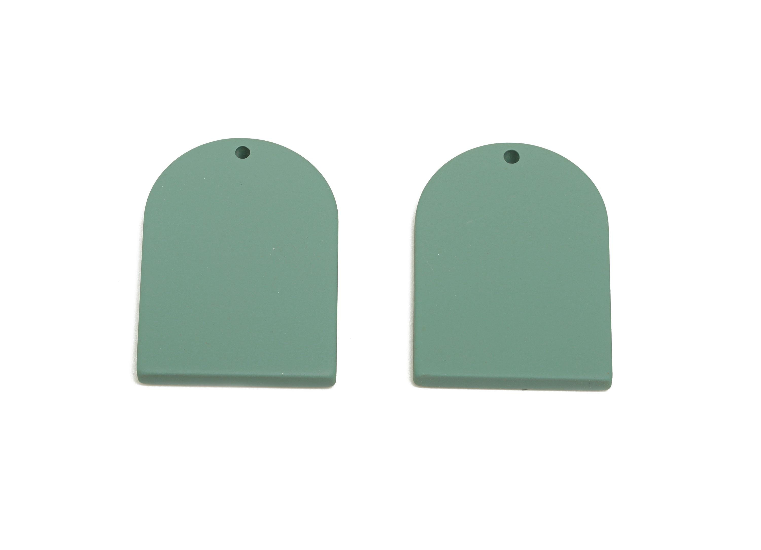 Acrylic Arch Pendant - Olive Green Matte Arch Pendant - Lightweight Flat Acrylic Earring Piece - Color Code: A1063 - 30x21x2mm -AC3670-A1063 - DOMEDBAZAAR