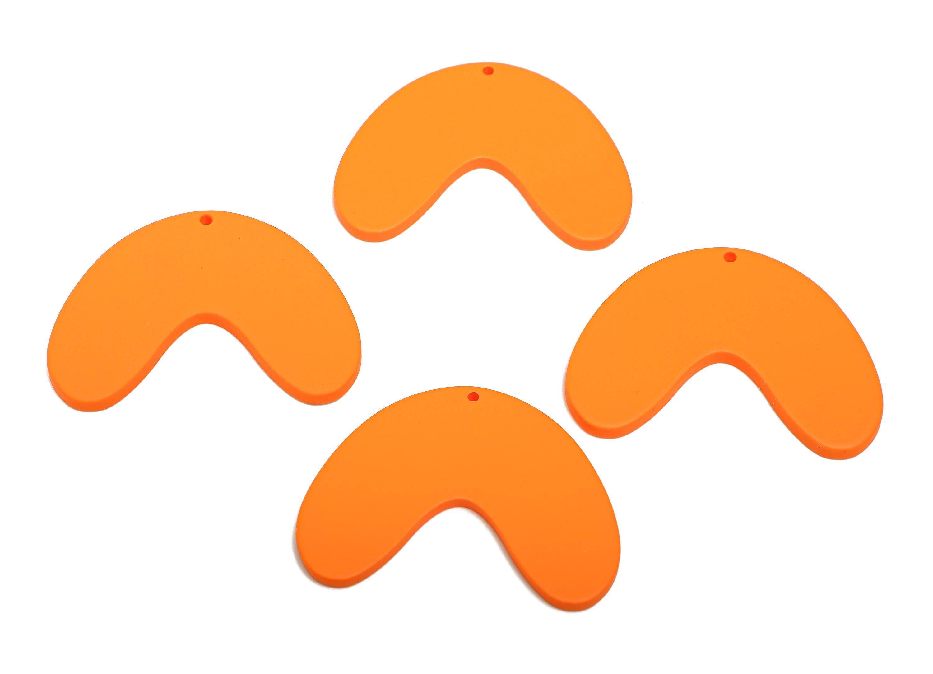 Acrylic Curved Arc Earring Charm - Matte Orange Crescent Geometric Pendant - Jewelry Making - Color Code: A1056 - 47x33.8x3mm - AC3661-A1056 - DOMEDBAZAAR