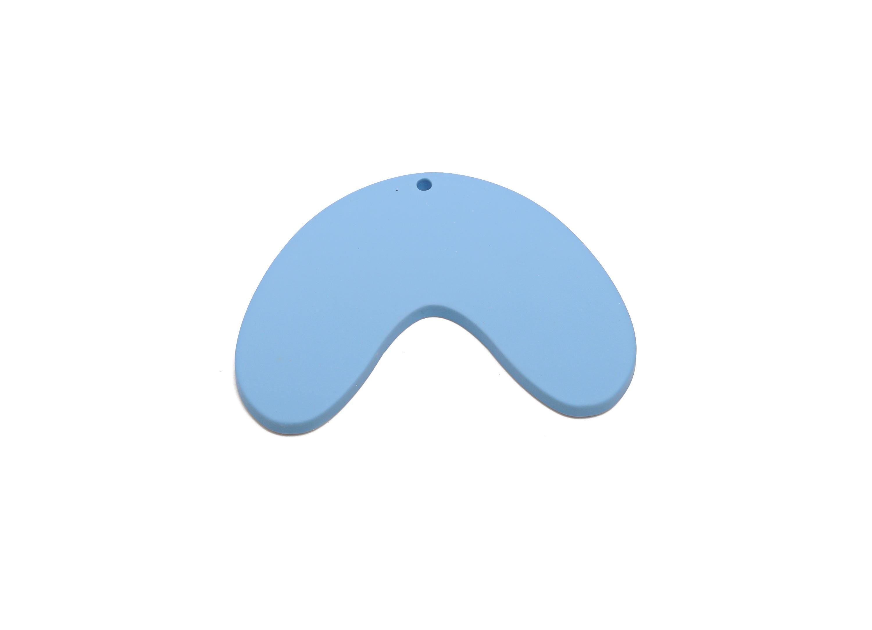 Acrylic Curved Arc Earring Charm - Matte Blue Crescent Geometric Pendant - Jewelry Making - Color Code: A1059 - 47x33.8x3mm - AC3661-A1059 - DOMEDBAZAAR