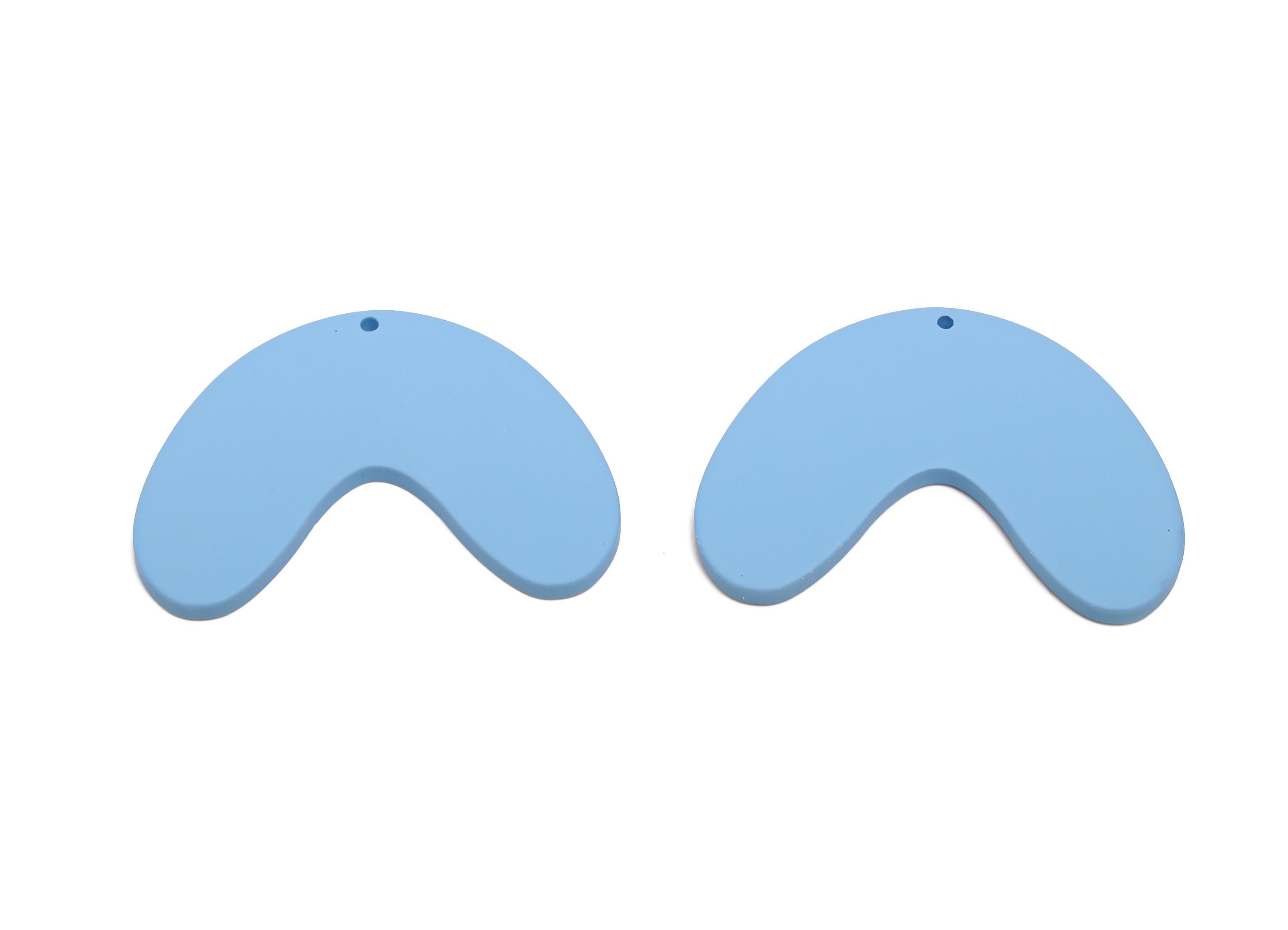 Acrylic Curved Arc Earring Charm - Matte Blue Crescent Geometric Pendant - Jewelry Making - Color Code: A1059 - 47x33.8x3mm - AC3661-A1059 - DOMEDBAZAAR