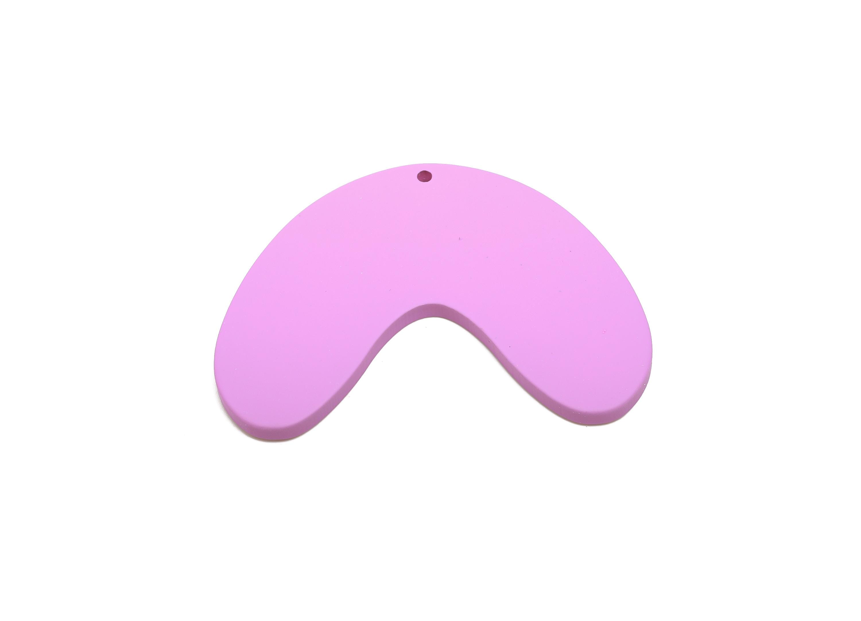 Acrylic Curved Arc Earring Charm - Matte Purple Crescent Geometric Pendant - Jewelry Making - Color Code: A1060 - 47x33.8x3mm - AC3661-A1060 - DOMEDBAZAAR