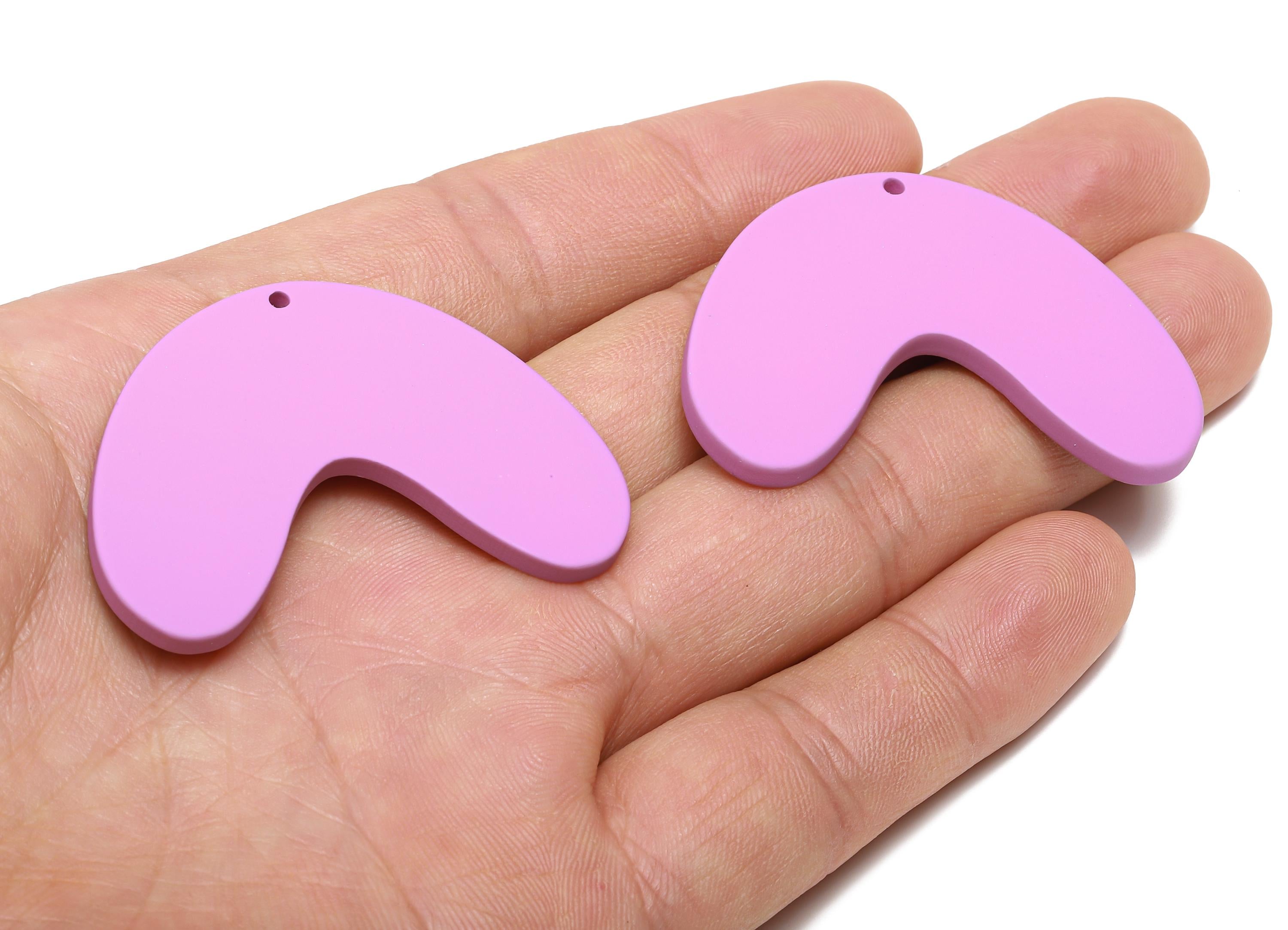 Acrylic Curved Arc Earring Charm - Matte Purple Crescent Geometric Pendant - Jewelry Making - Color Code: A1060 - 47x33.8x3mm - AC3661-A1060 - DOMEDBAZAAR