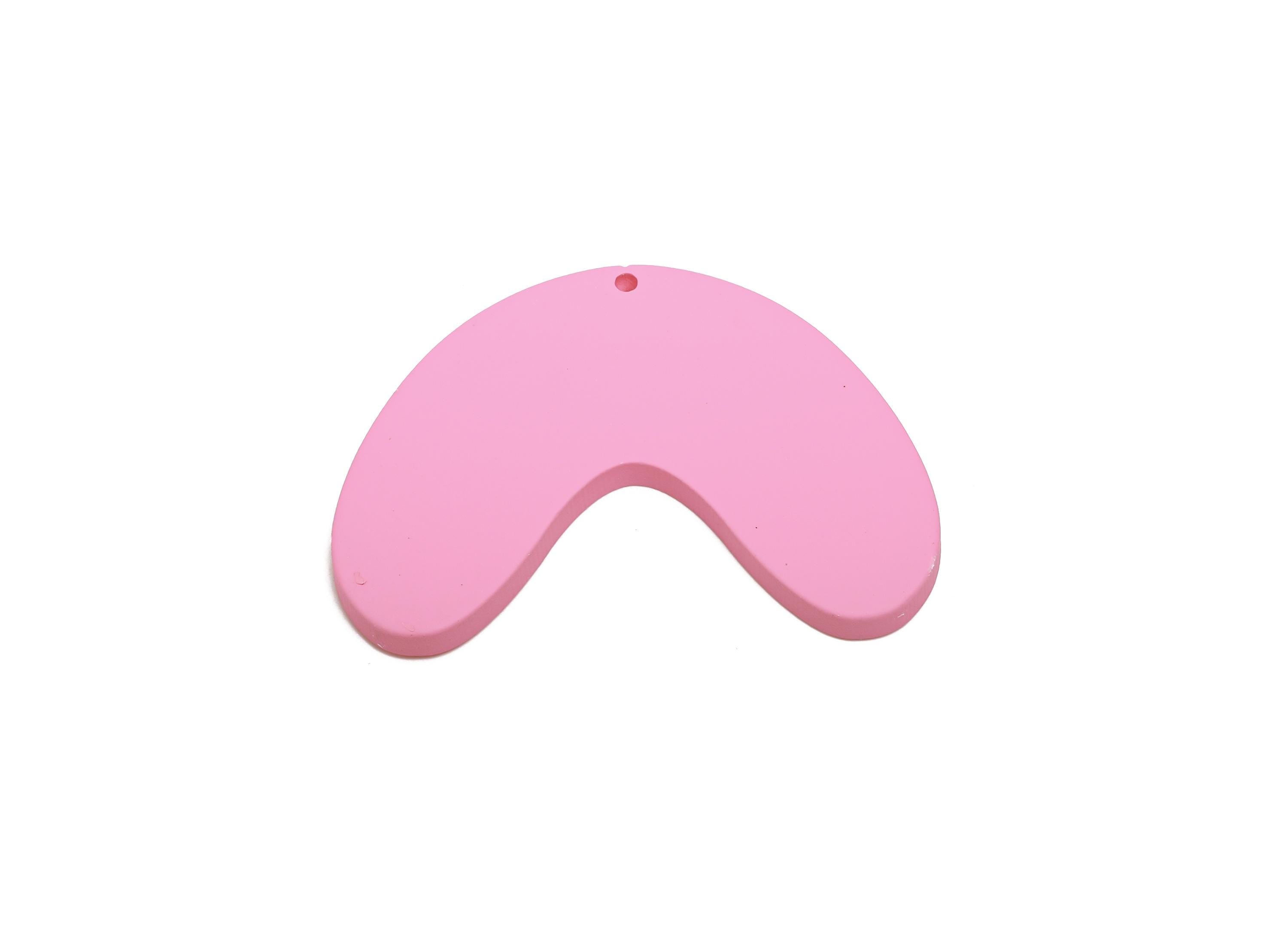 Acrylic Curved Arc Earring Charm - Matte Pink Crescent Geometric Pendant - Jewelry Making - Color Code: A1064 - 47x33.8x3mm - AC3661-A1064 - DOMEDBAZAAR