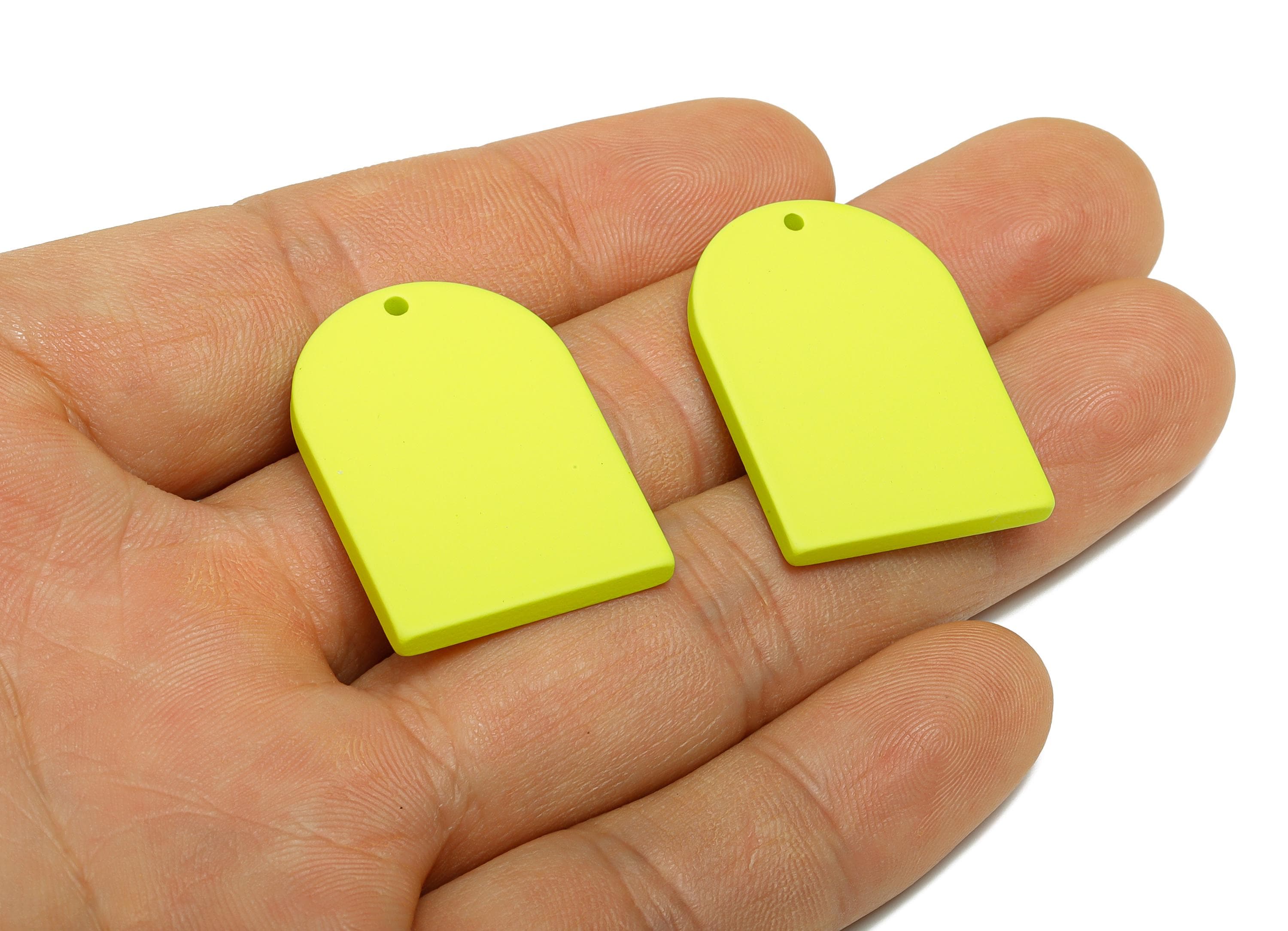 Acrylic Arch Pendant - Lime Green Matte Arch Pendant - Lightweight Flat Acrylic Earring Piece - Color Code: A1058 - 30x21x2mm - AC3670-A1058 - DOMEDBAZAAR