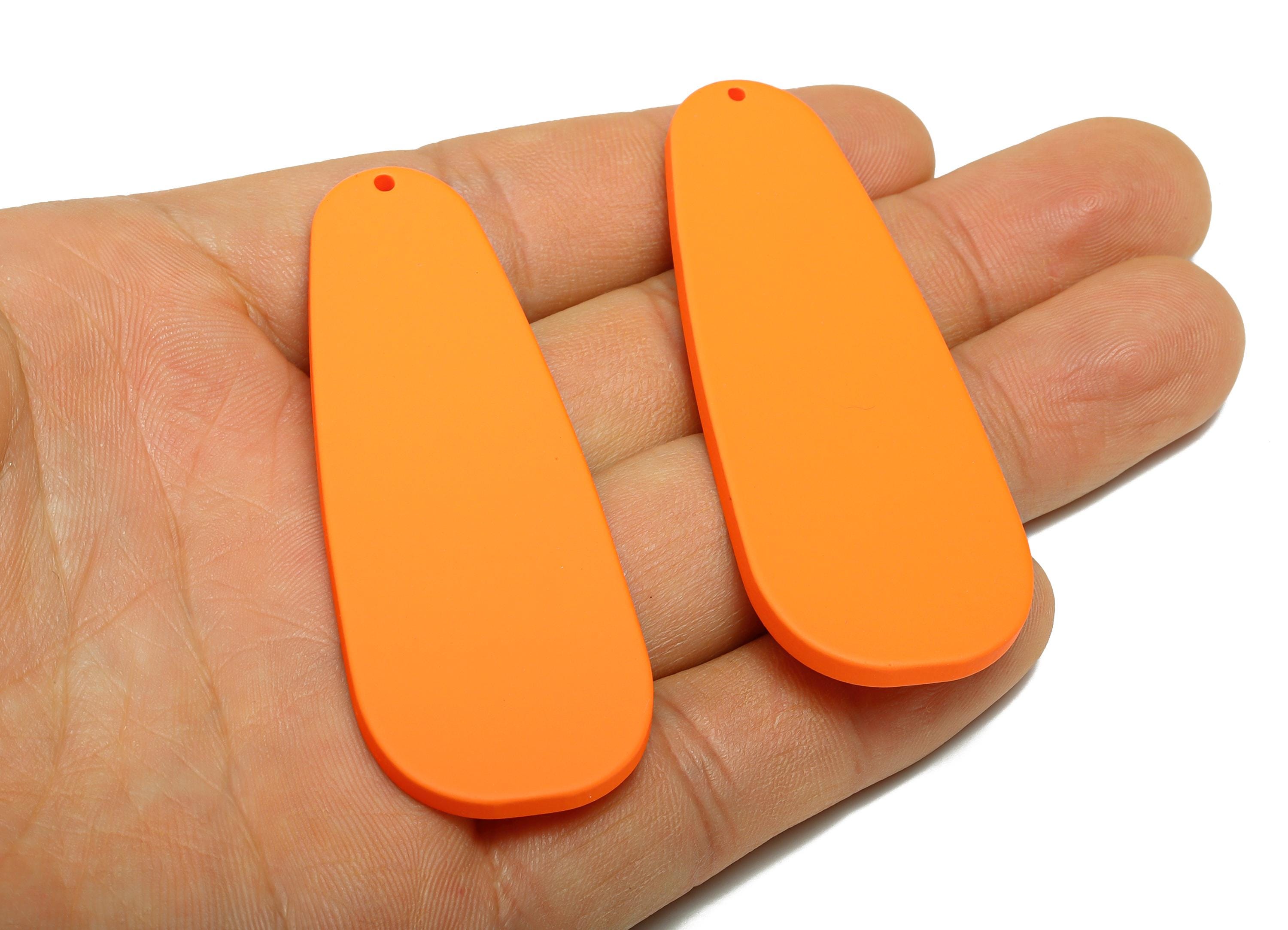 Acrylic Teardrop Earring Charm - Matte Orange Long Drop Geometric Pendant - Jewelry Supplies - Color Code: A1056 - 66x25x3mm - AC3663-A1056 - DOMEDBAZAAR