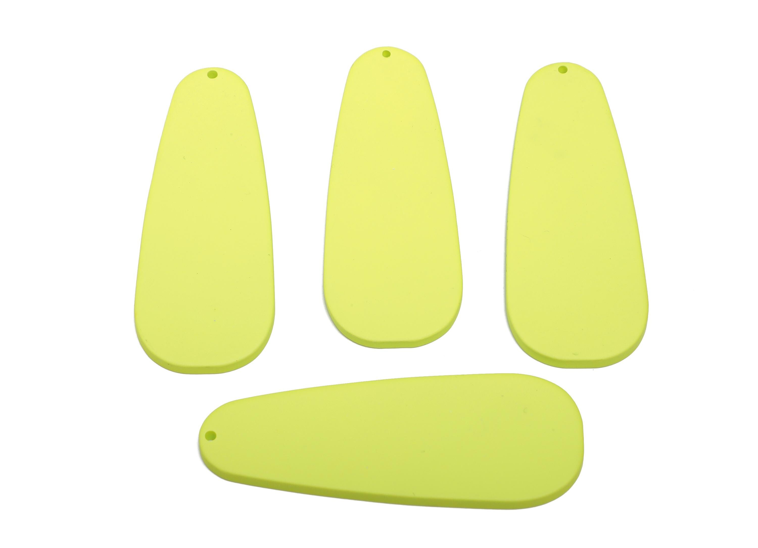 Acrylic Teardrop Earring Charm - Matte Green Long Drop Geometric Pendant - Jewelry Supplies - Color Code: A1058 - 66x25x3mm - AC3663-A1058 - DOMEDBAZAAR