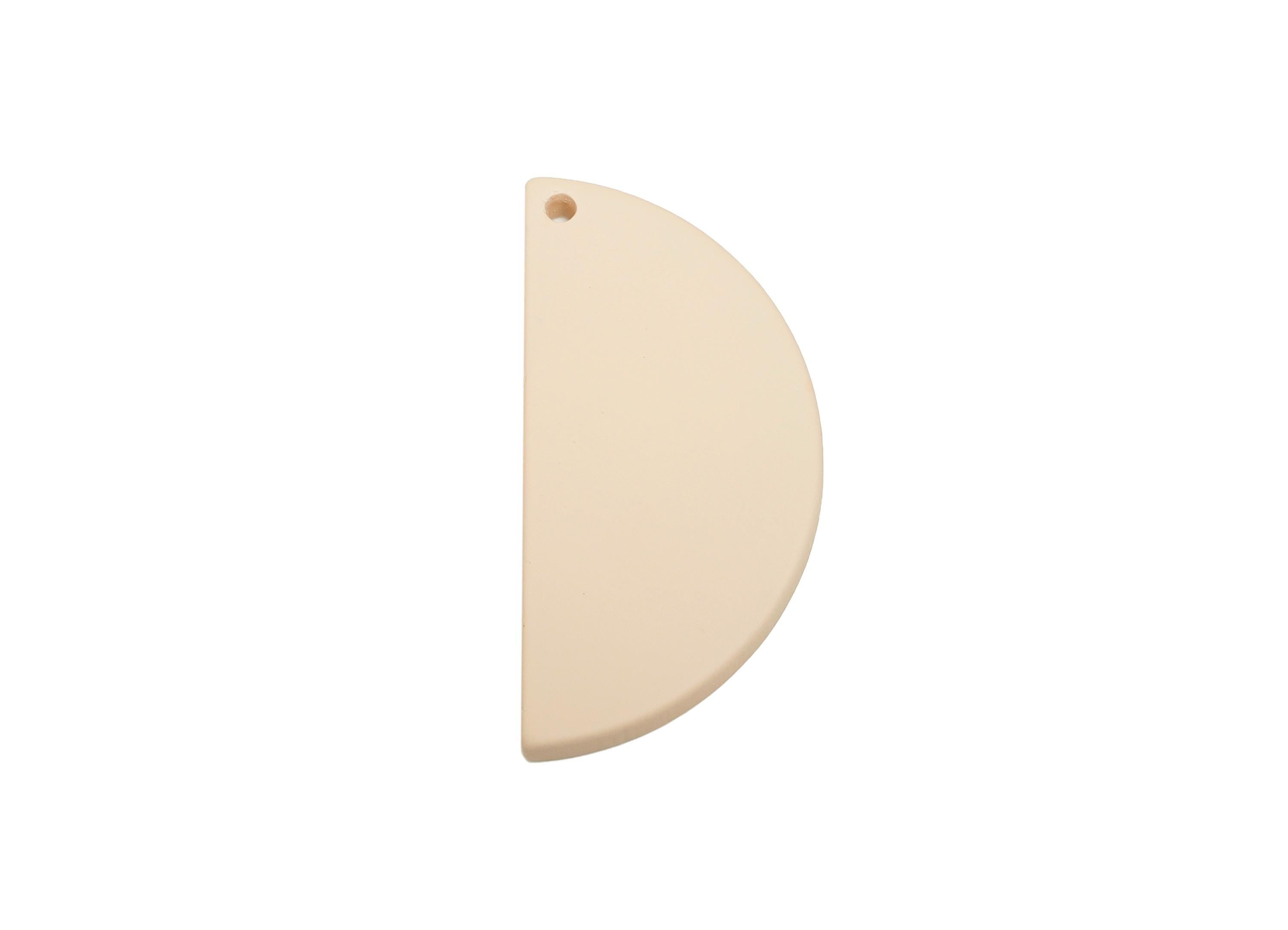 Acrylic Half Circle Pendant - Pale Beige Matte Geometric Charm - Lightweight DIY Craft Accessory - Color Code: A1062 -38x18x2mm-AC3671-A1062 - DOMEDBAZAAR