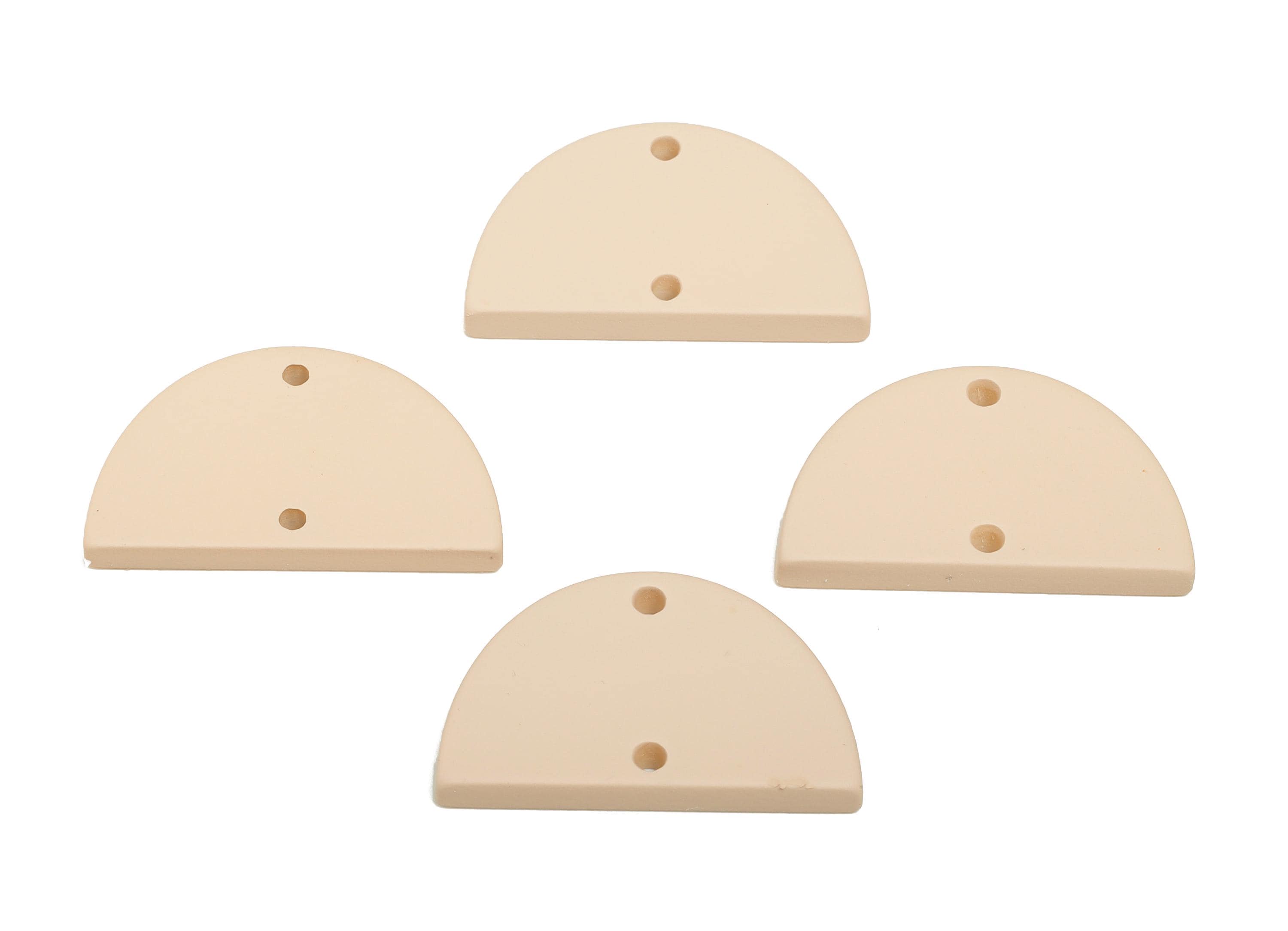 Acrylic Semicircle Earring Connector - Matte Half Round Charm - 2 Holes Geometric Jewelry - Color Code: A1062 - 25x15.6x2.7mm - AC3659-A1062 - DOMEDBAZAAR