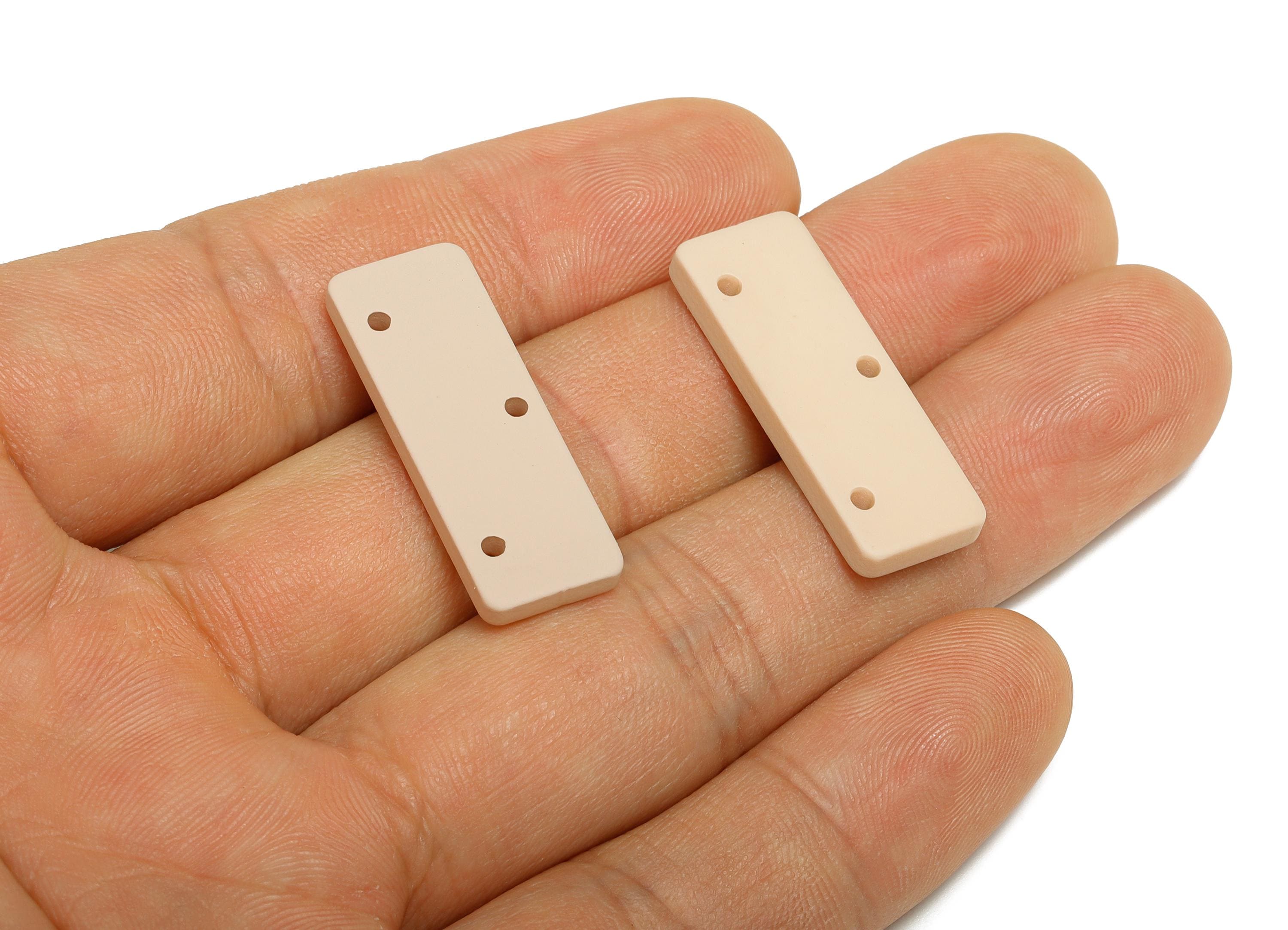 Acrylic Rectangle Earring Connector - Matte Rectangle Charm - 3 Holes Geometric Jewelry - Color Code: A1062 - 29x10x3mm -AC3655-A1062 - DOMEDBAZAAR