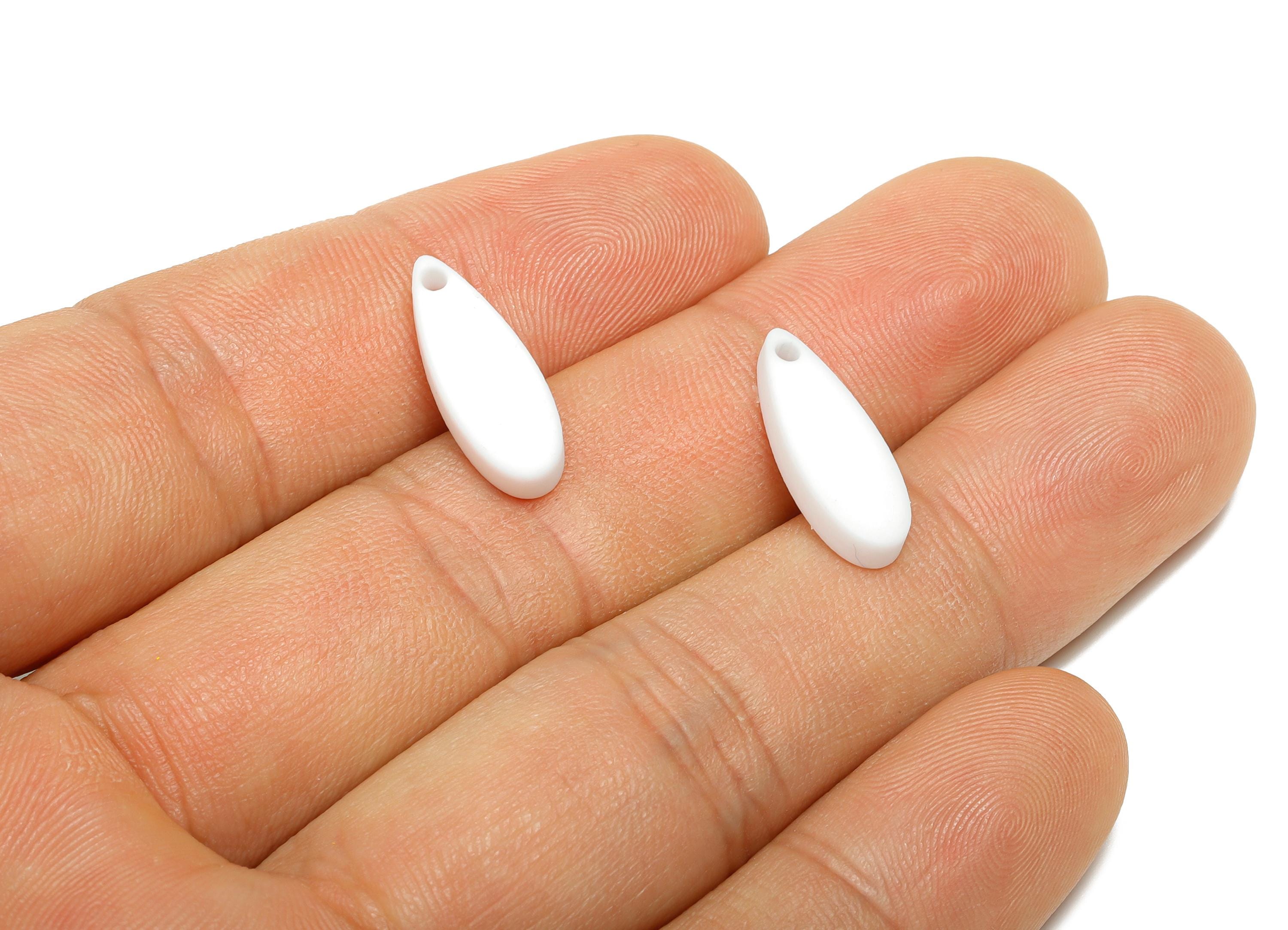 Acrylic Teardrop Earring Charm - Matte White Drop Earring Charm - Lightweight Flat Charm - Color Code: A1053 - 18x6x2.74mm - AC3651-A1053 - DOMEDBAZAAR
