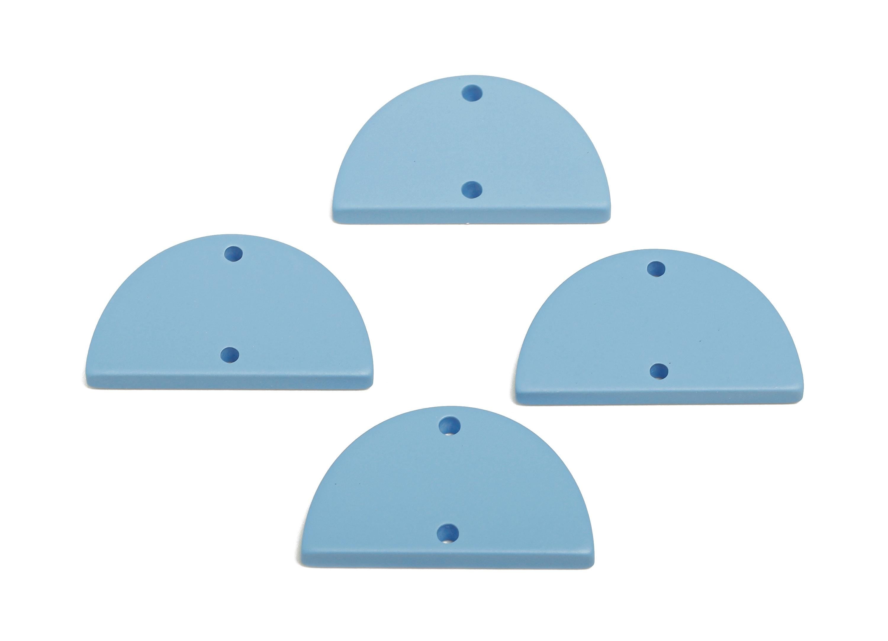 Acrylic Semicircle Earring Connector - Matte Blue Half Moon Charm - 2 Holes Geometric Jewelry - Color Code: A1059 - 25x15x2mm-AC3659-A1059 - DOMEDBAZAAR