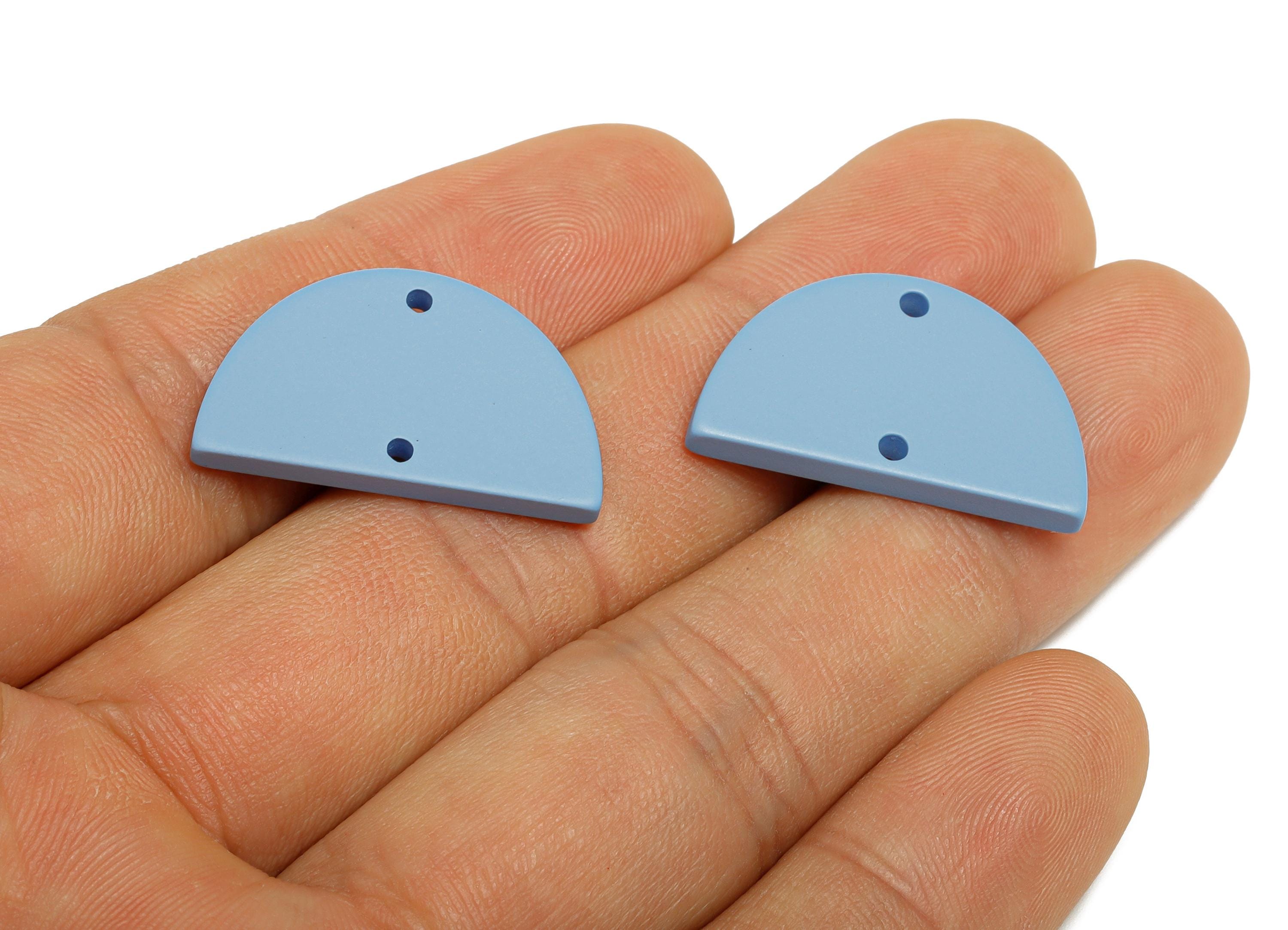 Acrylic Semicircle Earring Connector - Matte Blue Half Moon Charm - 2 Holes Geometric Jewelry - Color Code: A1059 - 25x15x2mm-AC3659-A1059 - DOMEDBAZAAR