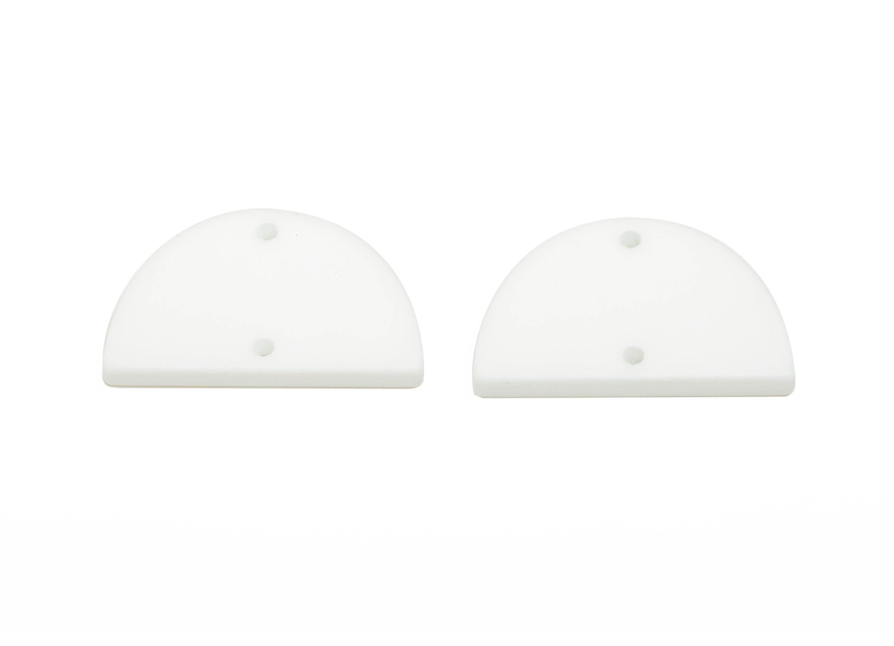 Acrylic Semicircle Earring Connector - Matte White Half Moon Charm - 2 Holes Geometric Jewelry - Color Code: A1053 - 25x15x2mm-AC3659-A1053 - DOMEDBAZAAR