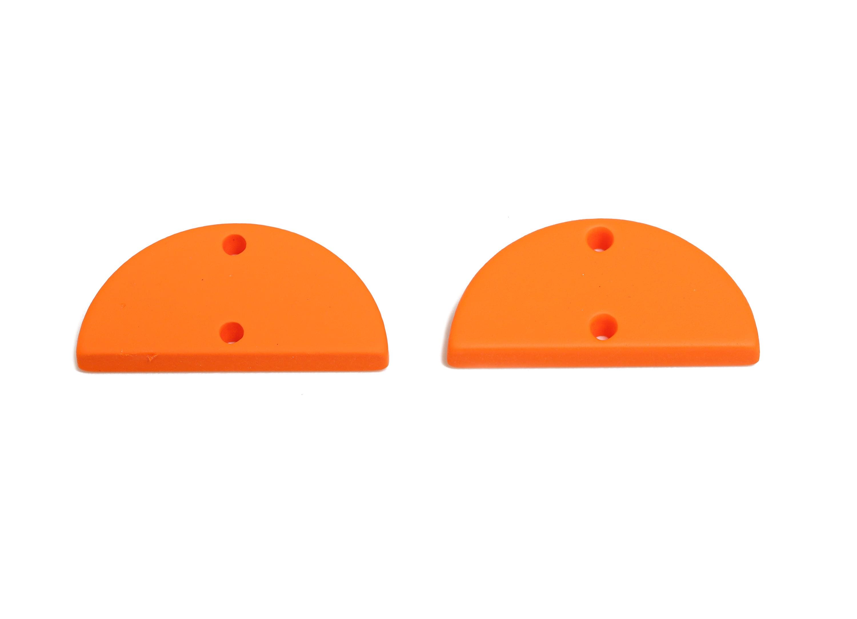 Acrylic Orange Half Circle Connector - Matte Semicircle Earring Piece - Bright Color Jewelry Part - Color Code: A1056-24x12x2mm-AC3648-A1056 - DOMEDBAZAAR