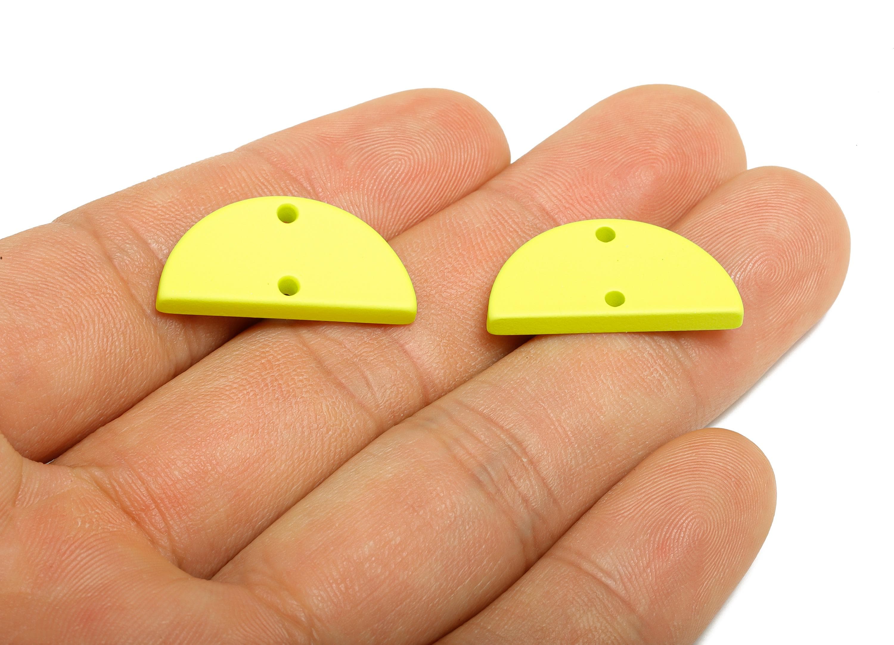 Acrylic Lime Green Half Circle Connector - Matte Semicircle Earring Piece - Bright Color Jewelry - Color Code: A1058 -24x12x2mm-AC3648-A1058 - DOMEDBAZAAR