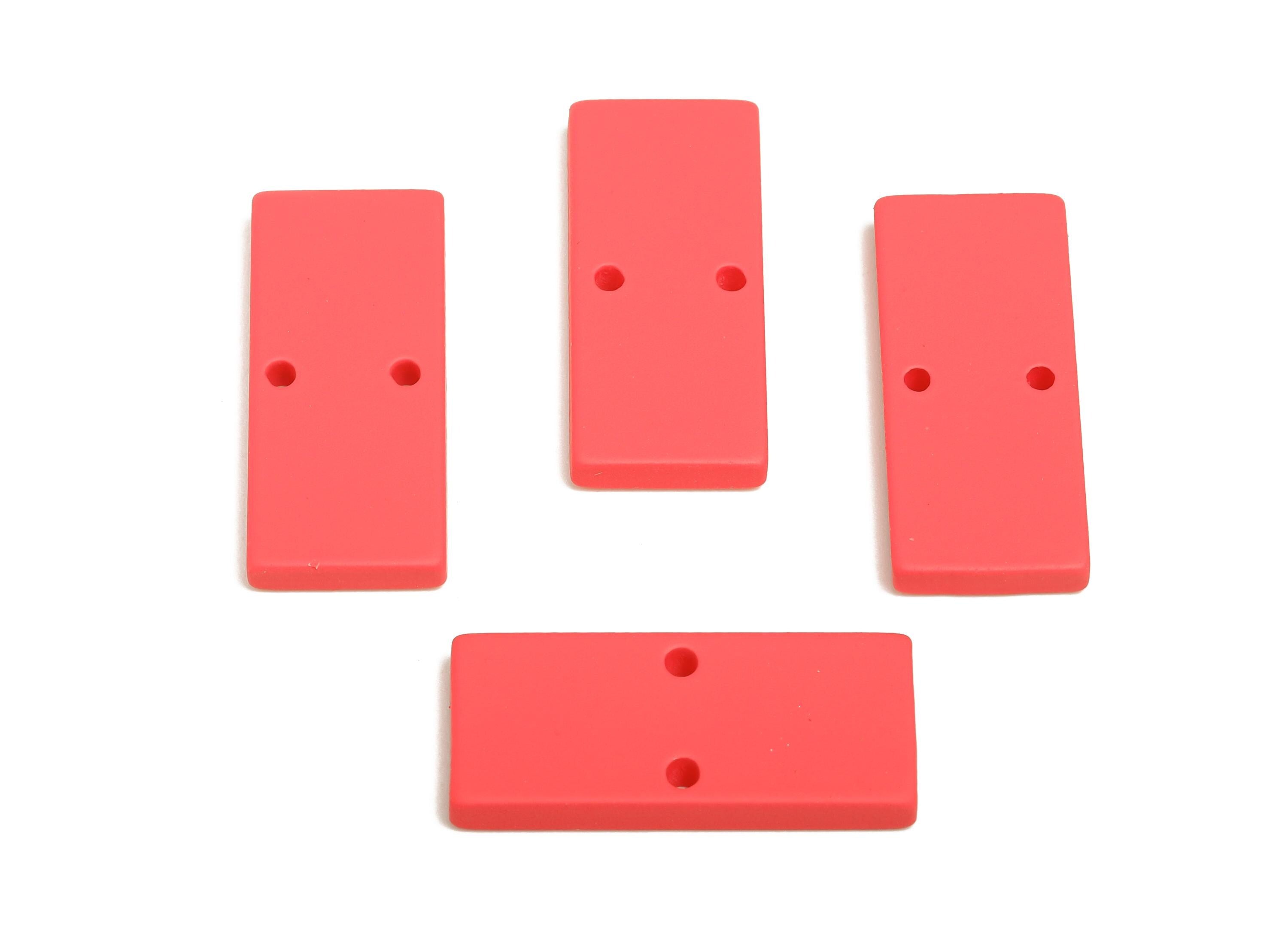 Acrylic Rectangle Earring Connector - Matte Red Rectangle Charm - 2 Holes Geometric Jewelry - Color Code: A1055 - 27x11.8x3mm - AC3653-A1055 - DOMEDBAZAAR
