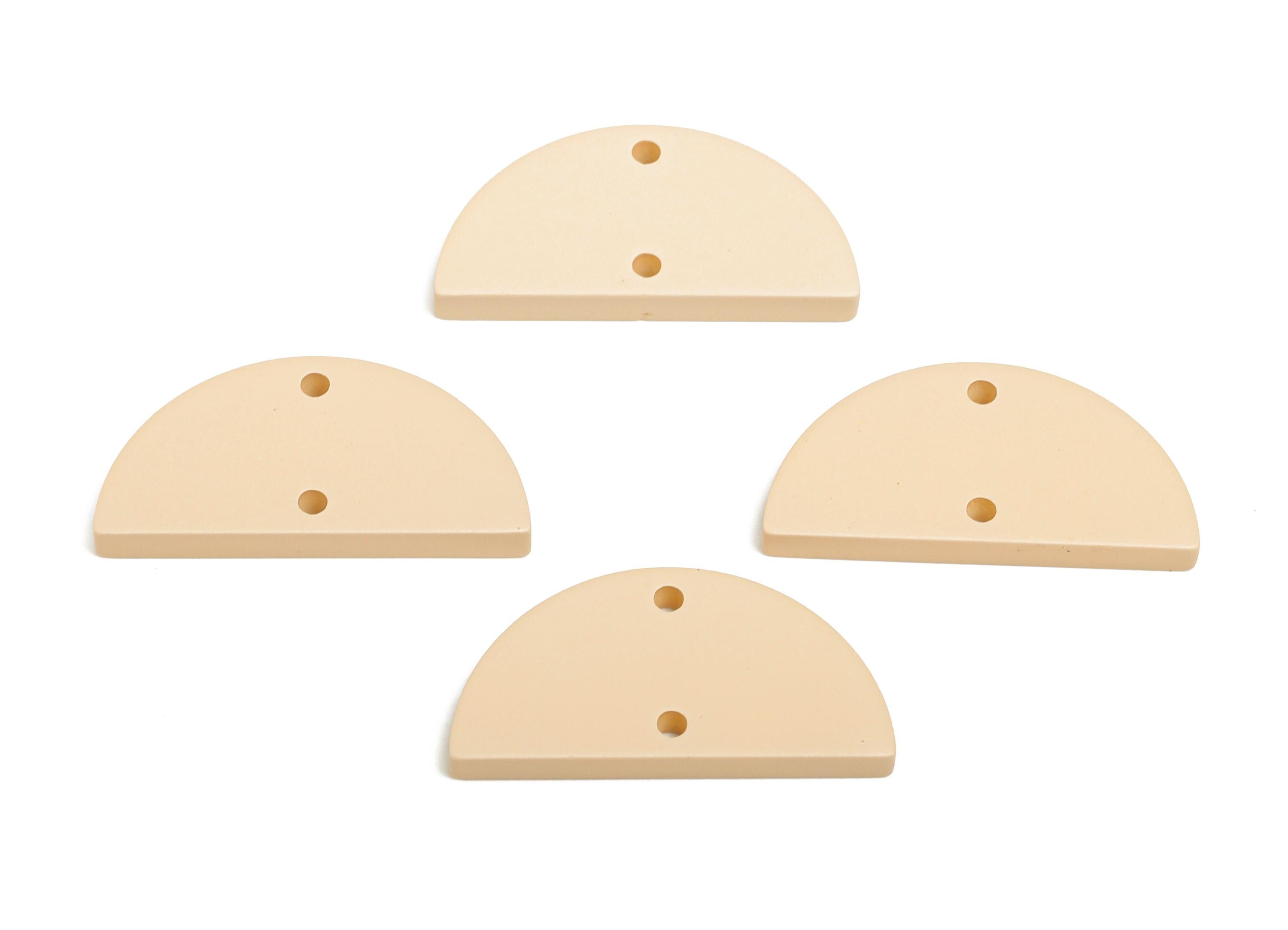 Acrylic Beige Half Circle Connector - Matte Semicircle Piece - Crafting Supplies for Earring - Color Code: A1062 - 24x12x2mm -AC3648-A1062 - DOMEDBAZAAR