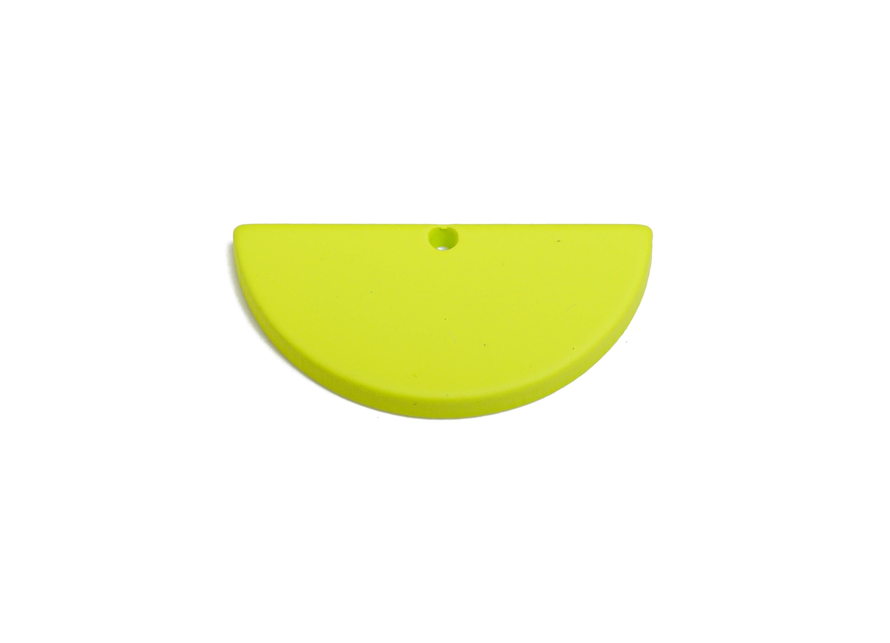 Acrylic Lime Green Half Circle Charm - Matte Semicircle Piece - Bright Craft Supplies for Earring - Color Code: A1058-28x13x2mm-AC3649-A1058 - DOMEDBAZAAR