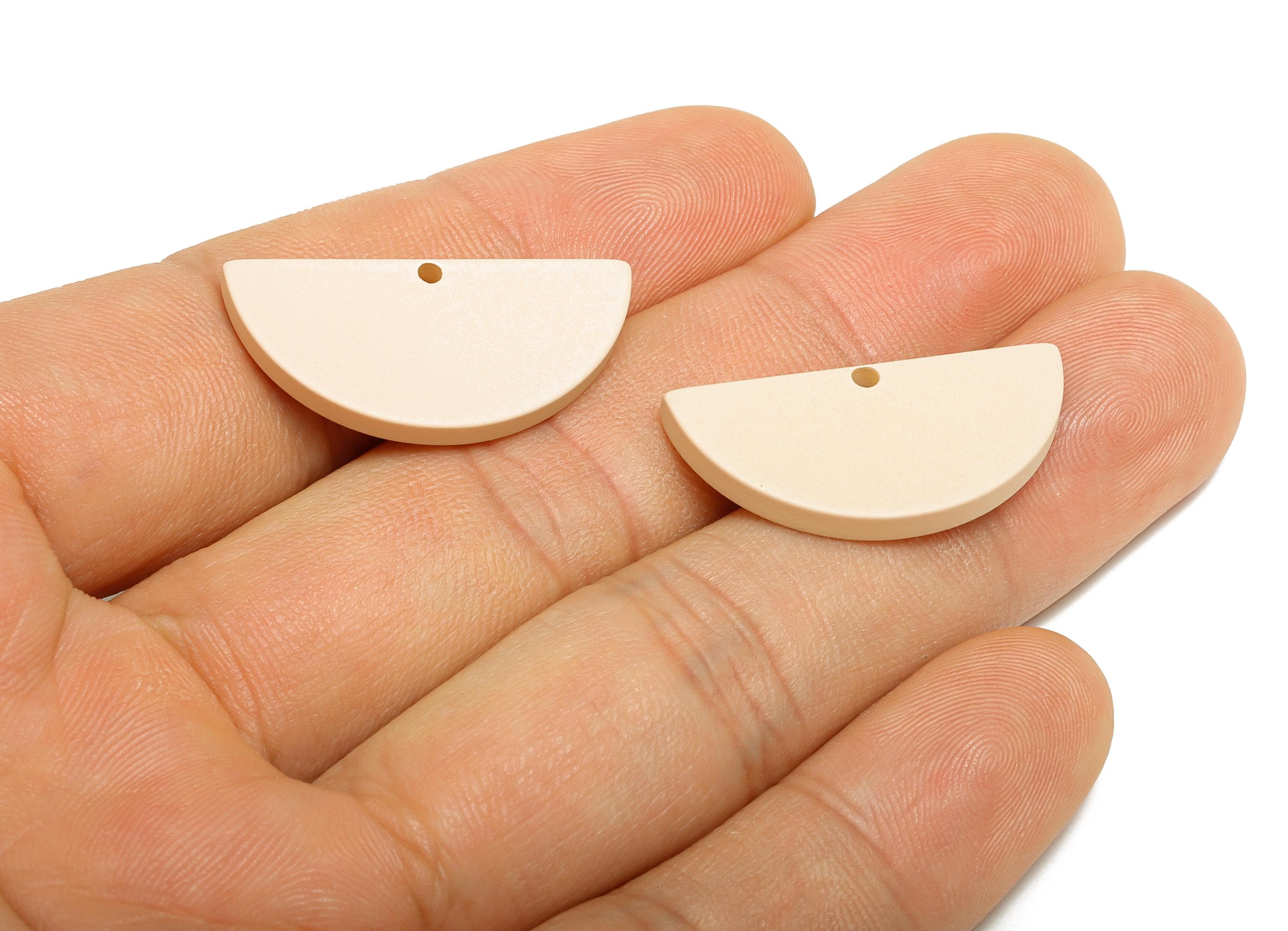 Acrylic Beige Half Circle Charm - Matte Semicircle Piece - Geometric Craft Supplies for Earring - Color Code: A1062 - 28x13x2mm-AC3649-A1062 - DOMEDBAZAAR