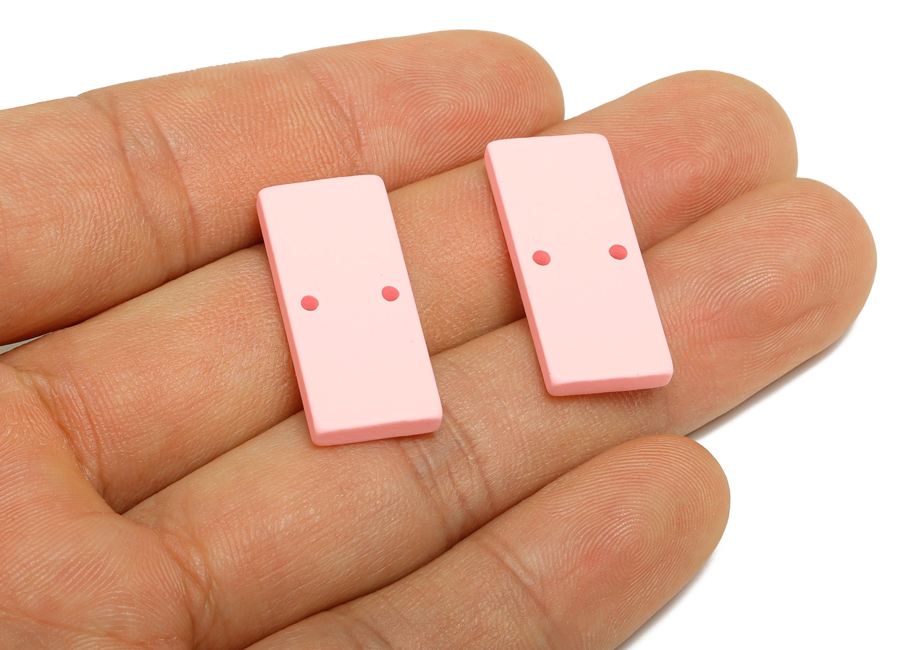Acrylic Rectangle Earring Connector - Matte Pink Rectangle Charm - 2 Holes Geometric Jewelry - Color Code: A1061 -27x11.8x3mm- AC3653-A1061 - DOMEDBAZAAR
