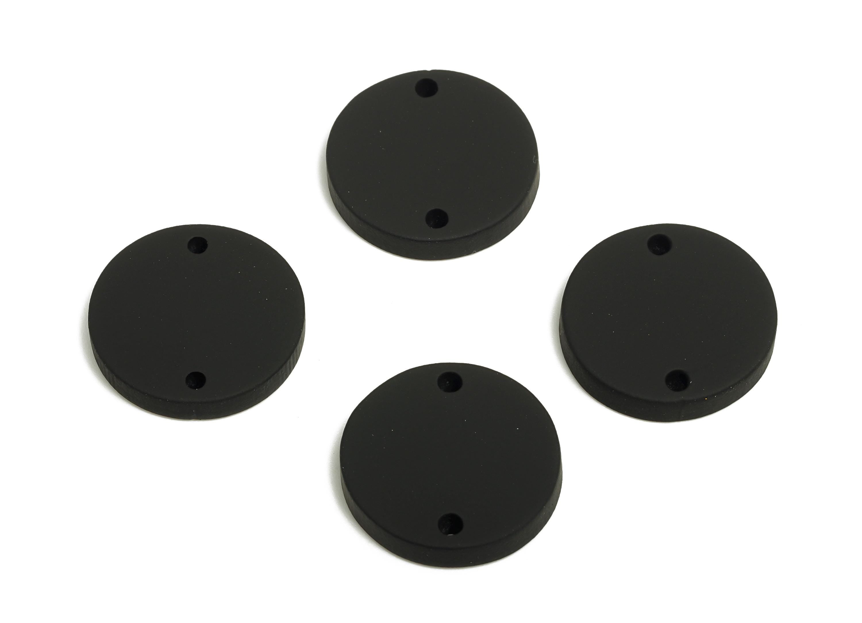 Acrylic Black Circle Connector - Matte Round Piece - Crafting Jewelry Supply for Earring - Color Code: A1052 - 17.7x17.7x2.8mm- AC3654-A1052 - DOMEDBAZAAR