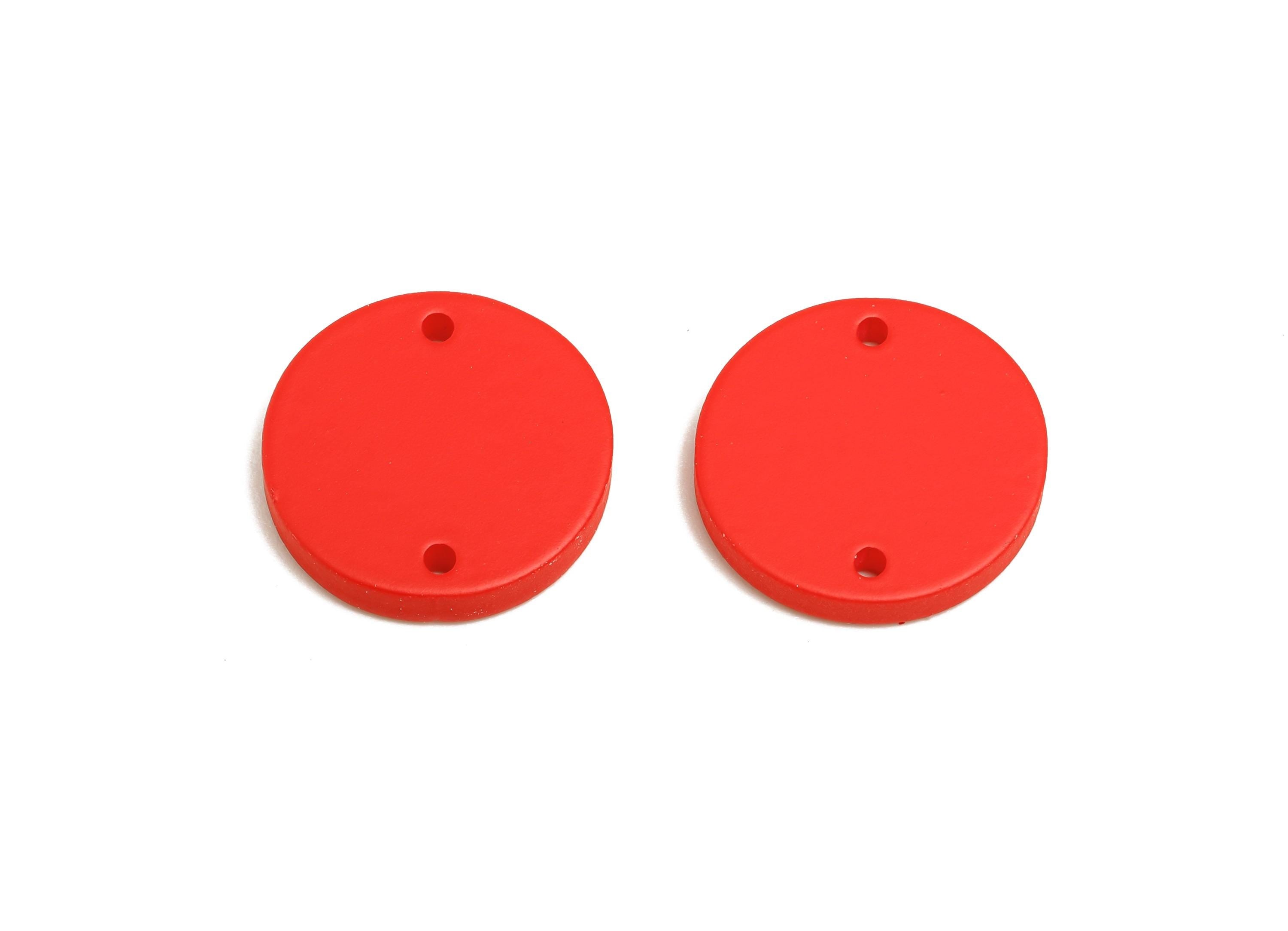Acrylic Red Circle Connector - Matte Round Piece - Crafting Jewelry Supply for Earring - Color Code: A1054 - 17.7x17.7x2.8mm - AC3654-A1054 - DOMEDBAZAAR