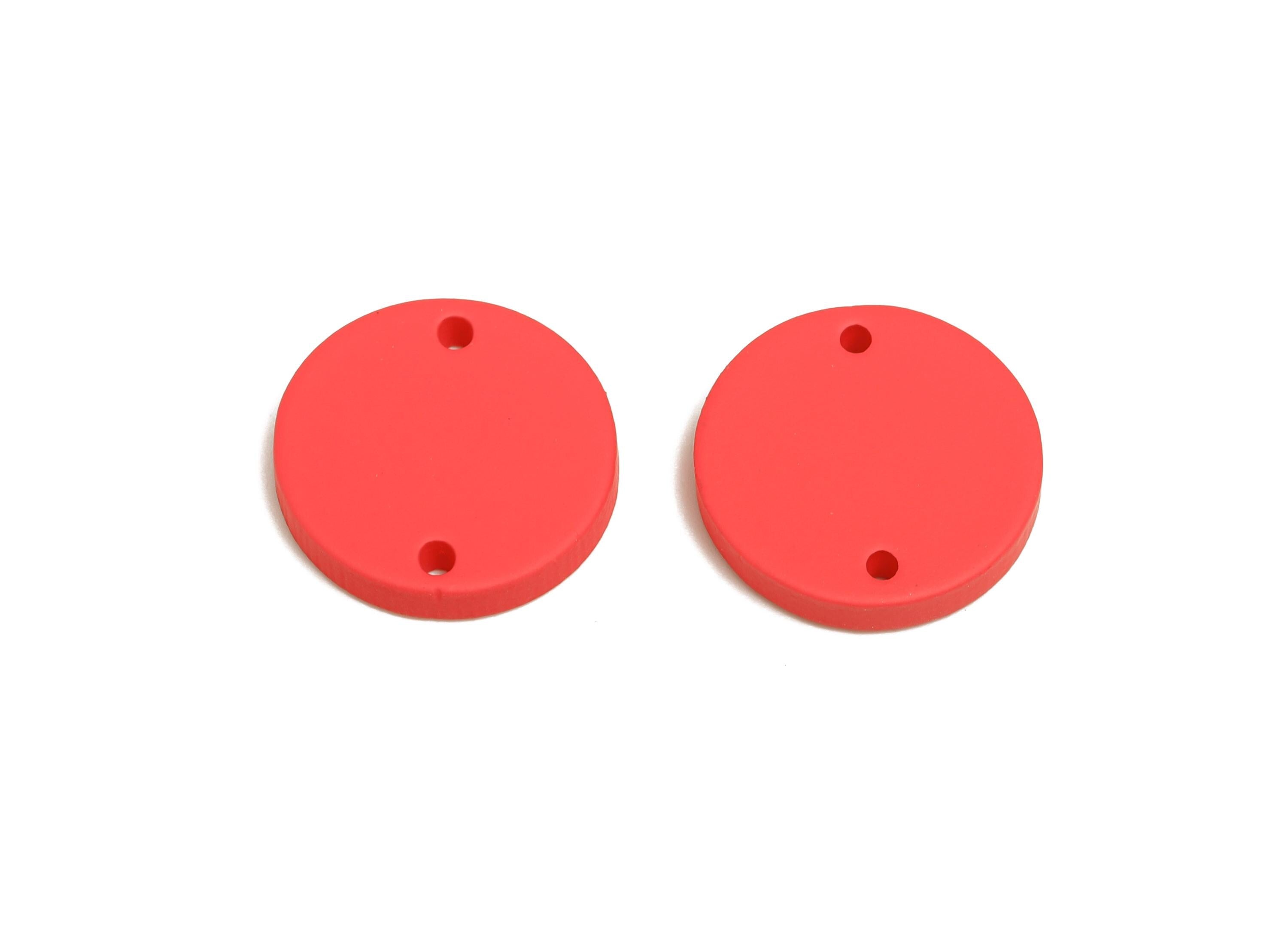 Acrylic Red Circle Connector - Matte Round Piece - Crafting Jewelry Supply for Earring - Color Code: A1055 - 17.7x17.7x2.8mm - AC3654-A1055 - DOMEDBAZAAR