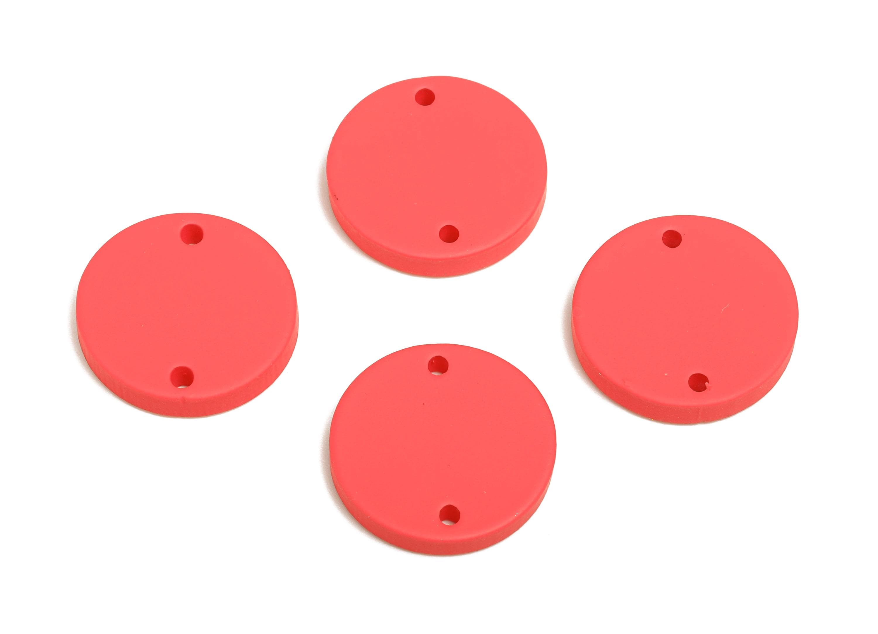 Acrylic Red Circle Connector - Matte Round Piece - Crafting Jewelry Supply for Earring - Color Code: A1055 - 17.7x17.7x2.8mm - AC3654-A1055 - DOMEDBAZAAR