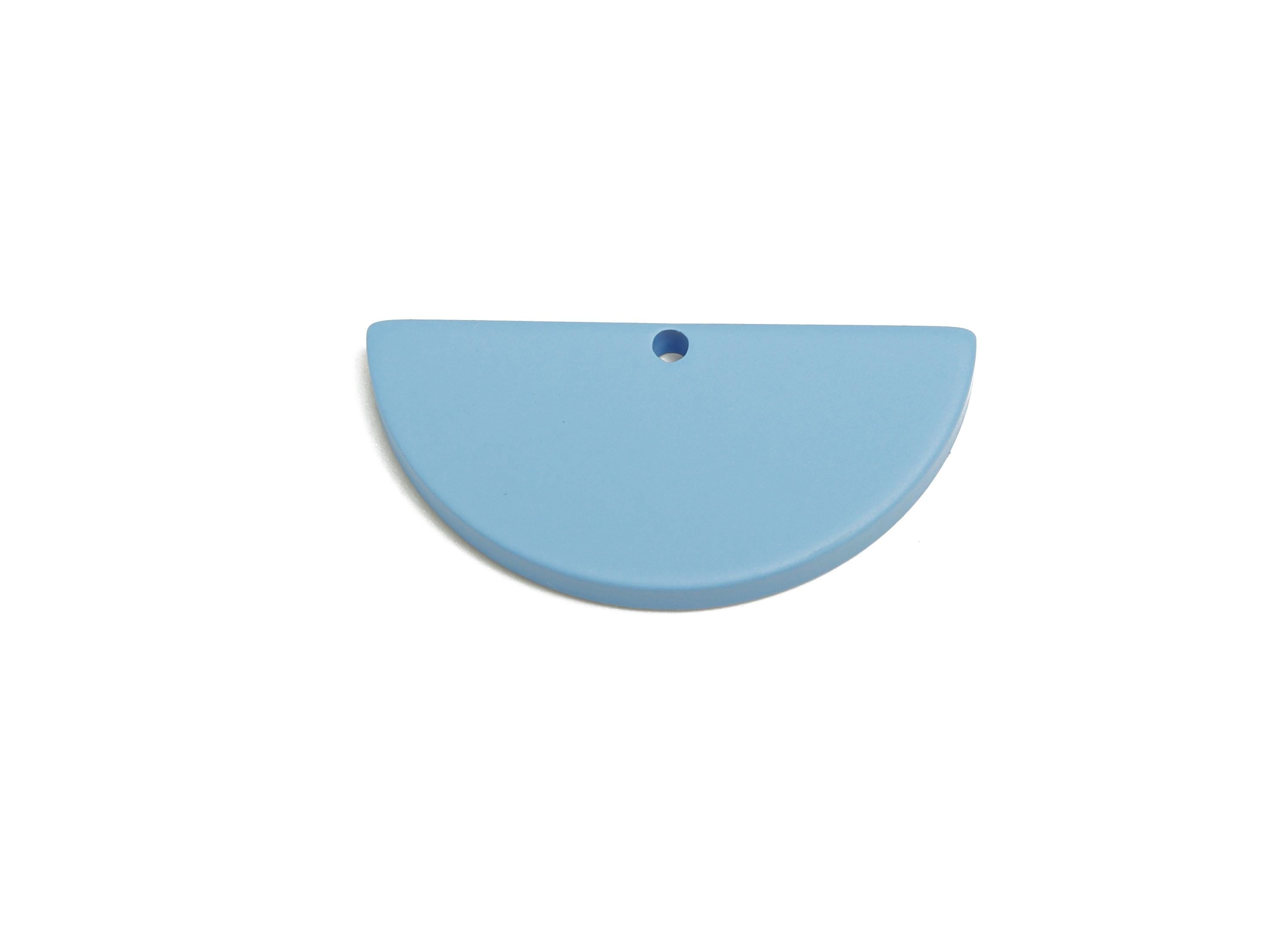 Acrylic Blue Half Circle Charm - Matte Semicircle Piece - Geometric Craft Supplies for Earring - Color Code: A1059 - 28x13x2mm-AC3649-A1059 - DOMEDBAZAAR