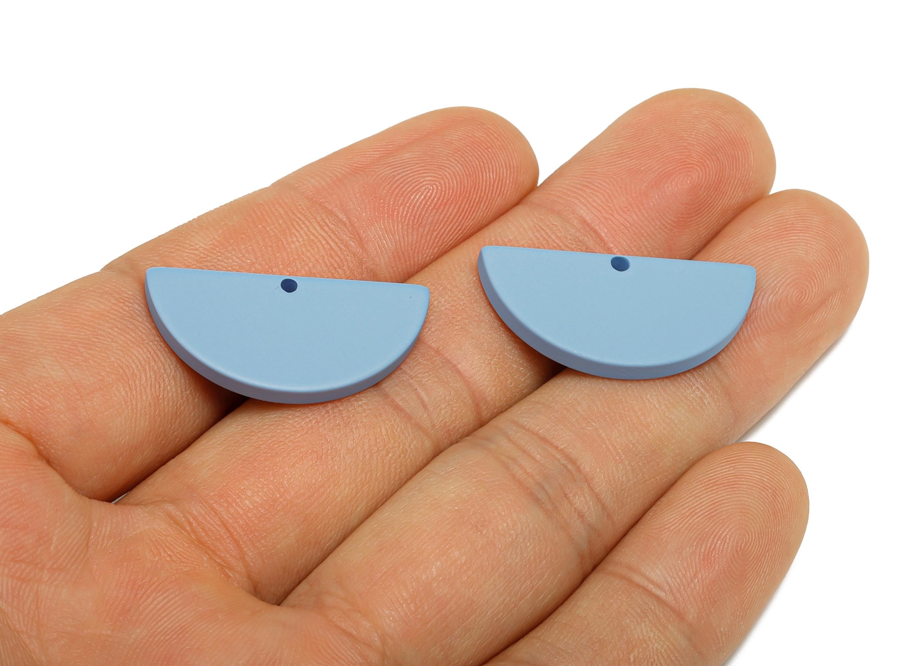 Acrylic Blue Half Circle Charm - Matte Semicircle Piece - Geometric Craft Supplies for Earring - Color Code: A1059 - 28x13x2mm-AC3649-A1059 - DOMEDBAZAAR