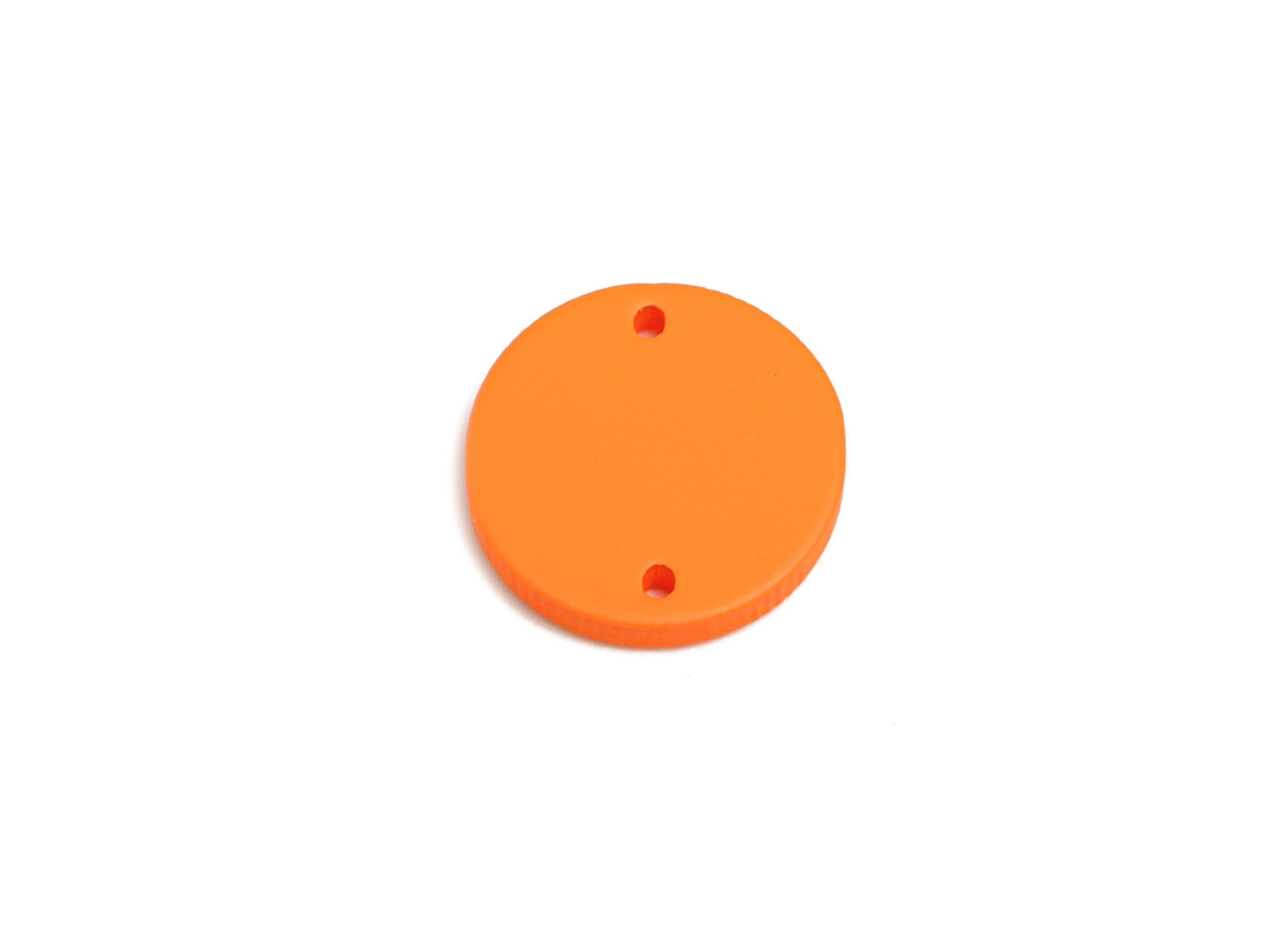Acrylic Orange Circle Connector - Matte Round Piece - Crafting Jewelry Supply for Earring - Color Code: A1056 -17.7x17.7x2.8mm- AC3654-A1056 - DOMEDBAZAAR