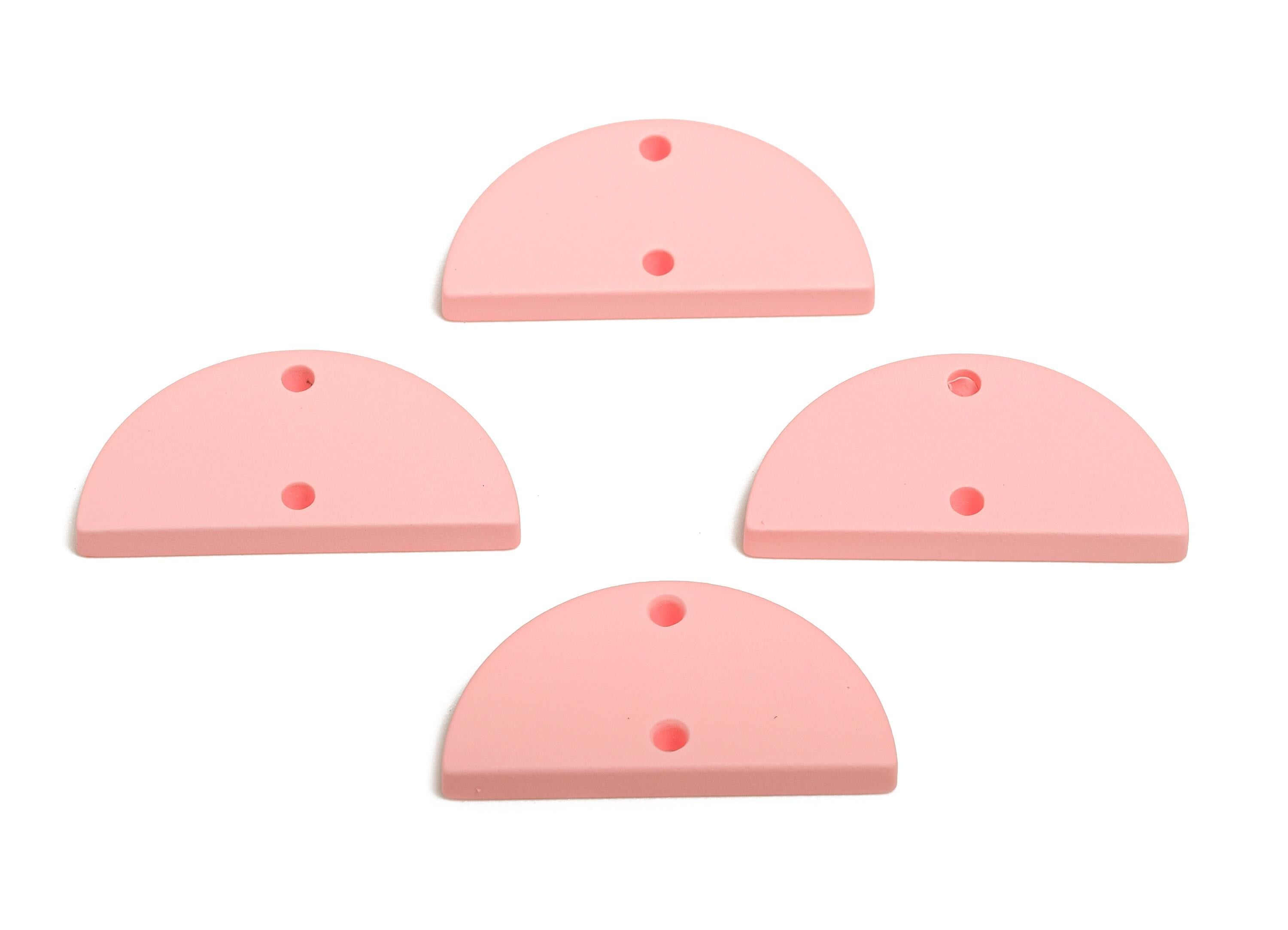 Acrylic Pink Circle Charm - Matte Semicircle Piece - Geometric Craft Supplies for Earring - Color Code: A1061 - 28x13x2mm-AC3649-A1061 - DOMEDBAZAAR