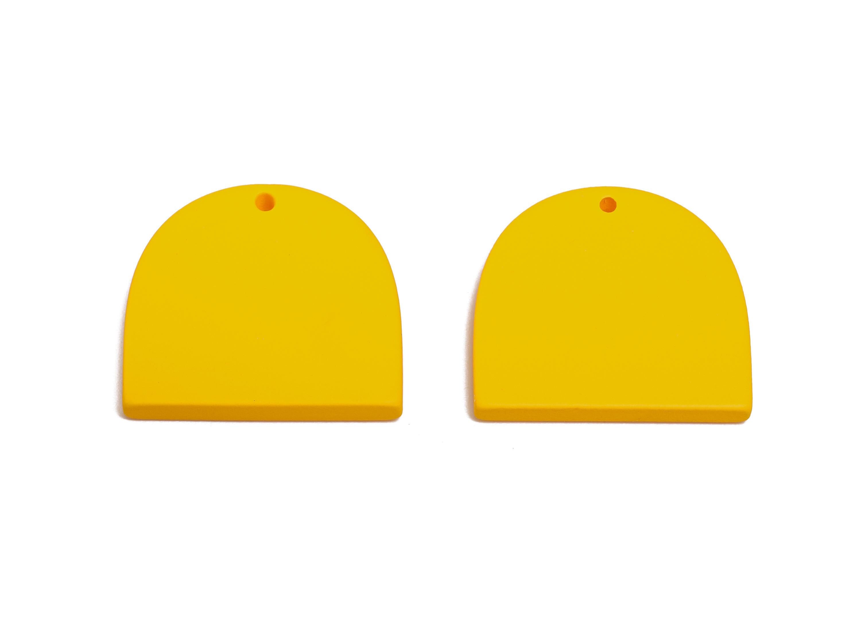 Acrylic Yellow Domed Pendant - Matte Arch Pendant - Lightweight Flat Acrylic Earring Piece - Color Code: A1057 - 24x23.37x3mm - AC3672-A1057 - DOMEDBAZAAR