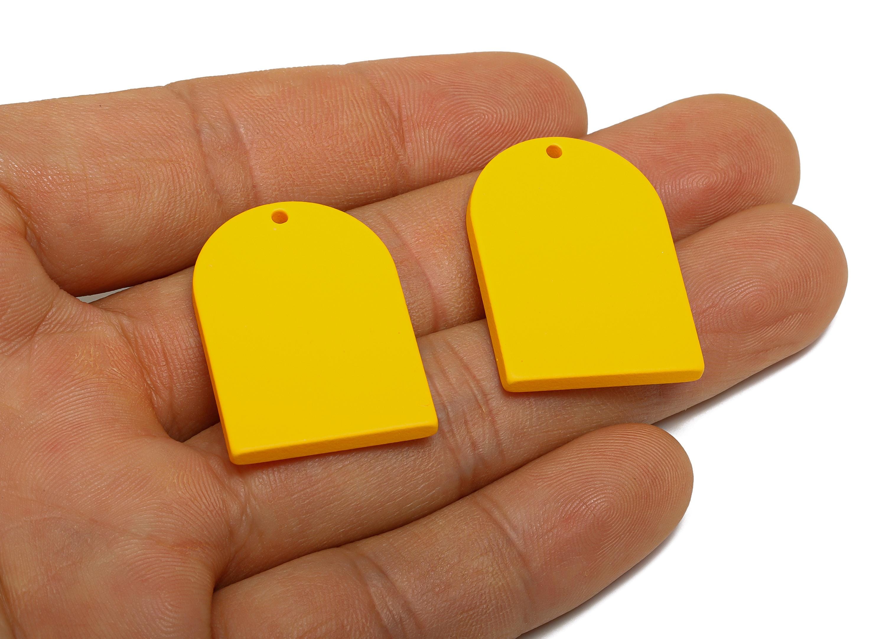Acrylic Arch Pendant - Yellow Matte Arch Pendant - Lightweight Flat DIY Acrylic Earring Piece - Color Code: A1057 - 30x21x2mm- AC3670-A1057 - DOMEDBAZAAR