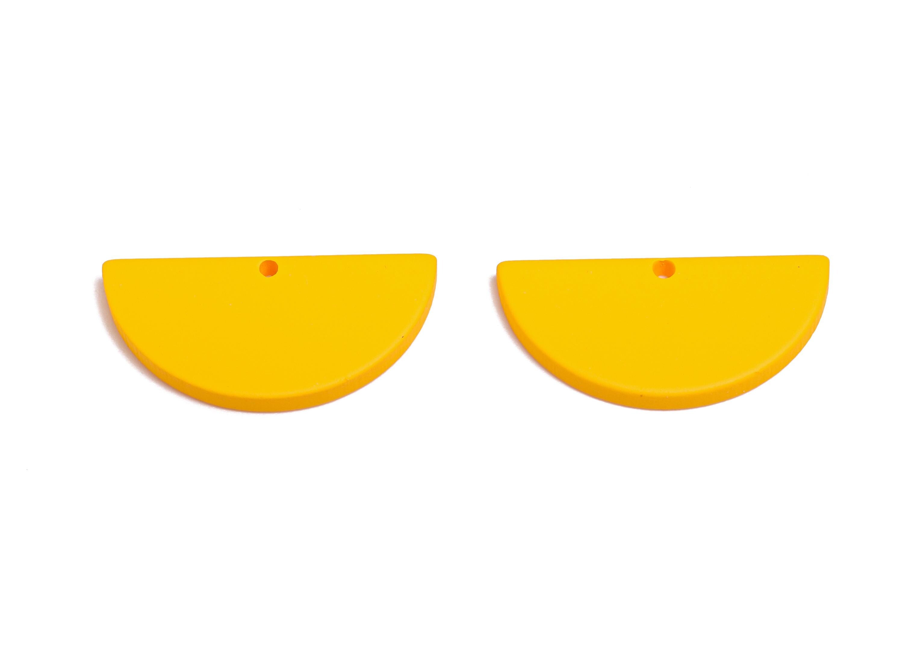 Acrylic Yellow Circle Charm - Matte Semicircle Piece - Geometric Craft Supplies for Earring - Color Code: A1057 - 28x13x2mm-AC3649 - A1057 - DOMEDBAZAAR