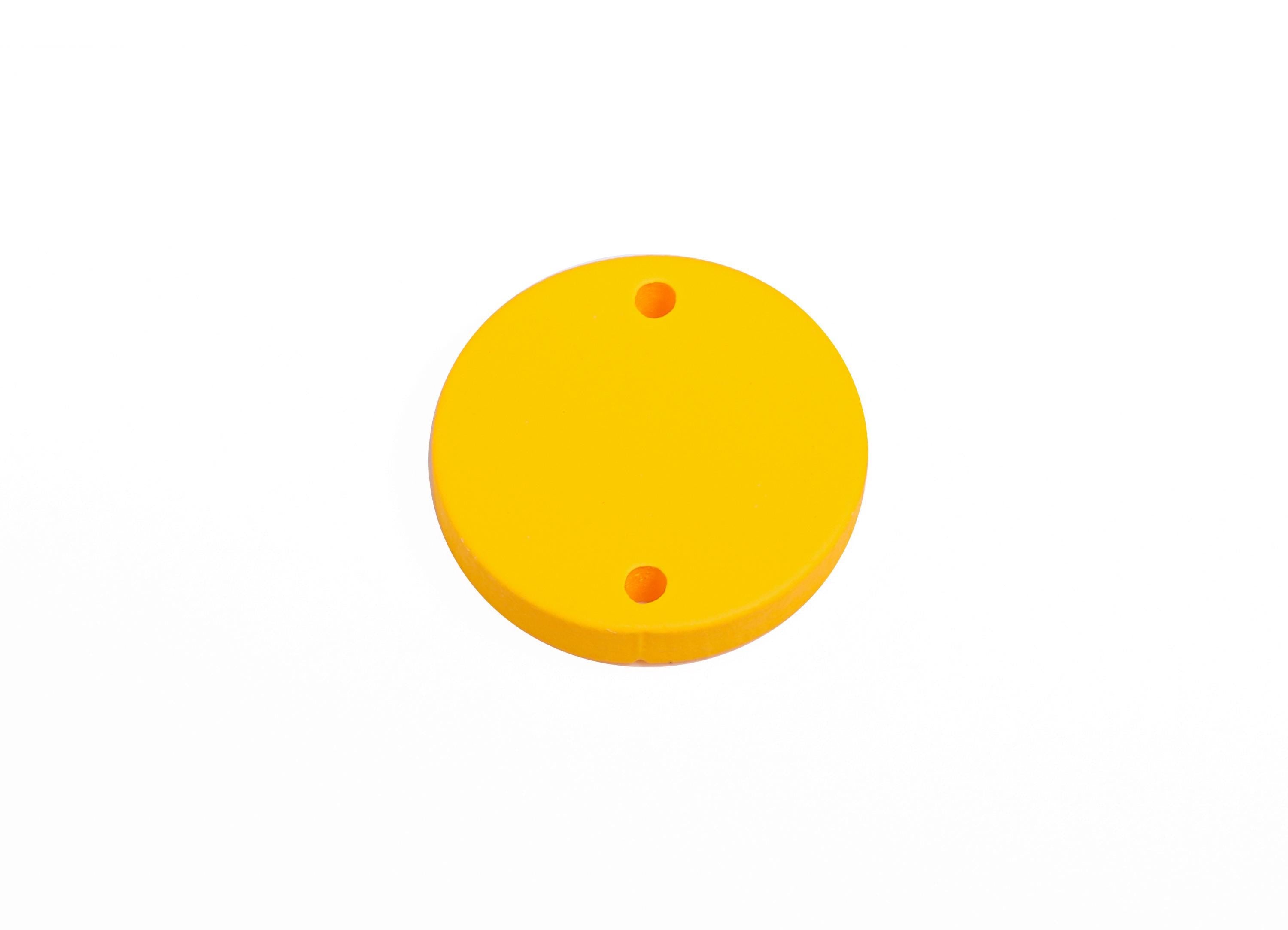 Acrylic Yellow Circle Connector - Matte Round Piece - Crafting Jewelry Supply for Earring - Color Code: A1057 -17.7x17.7x2.8mm- AC3654-A1057 - DOMEDBAZAAR