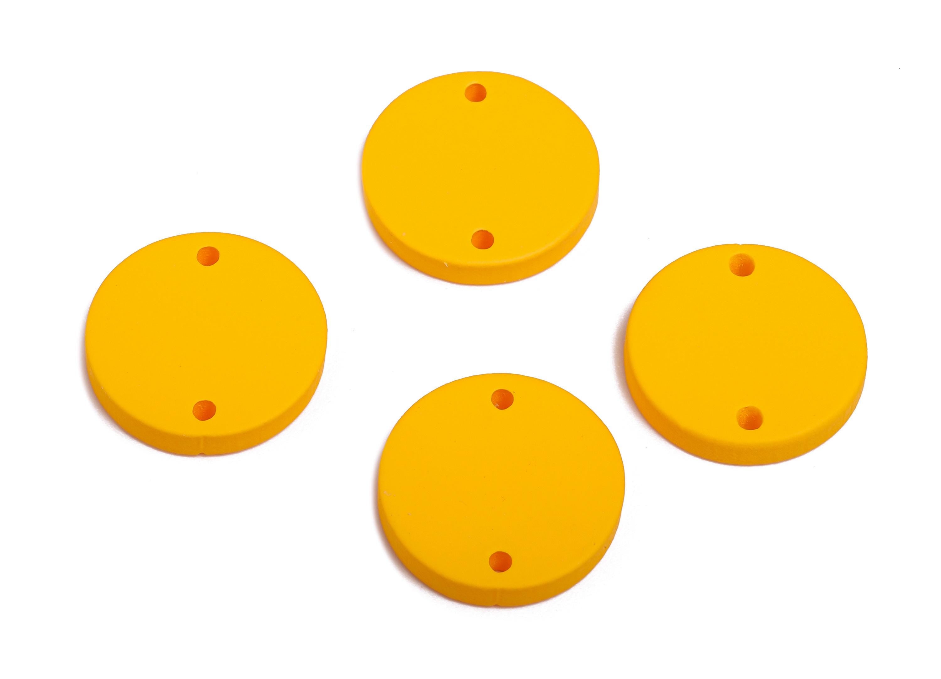 Acrylic Yellow Circle Connector - Matte Round Piece - Crafting Jewelry Supply for Earring - Color Code: A1057 -17.7x17.7x2.8mm- AC3654-A1057 - DOMEDBAZAAR