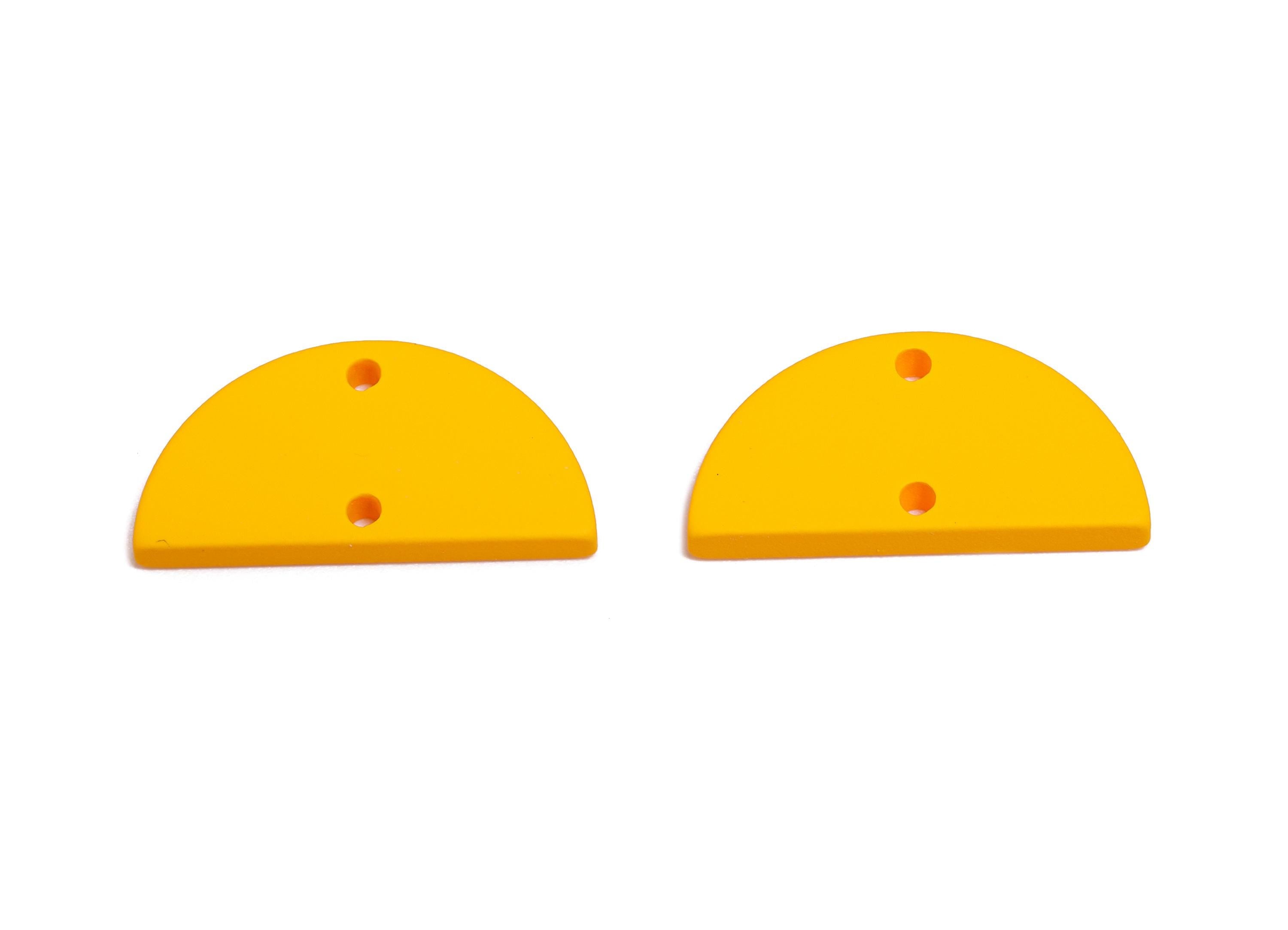 Acrylic Yellow Half Circle Connector - Matte Semicircle Earring Piece - Bright Color Jewelry Part - Color Code: A1057-24x12x2mm-AC3648-A1057 - DOMEDBAZAAR