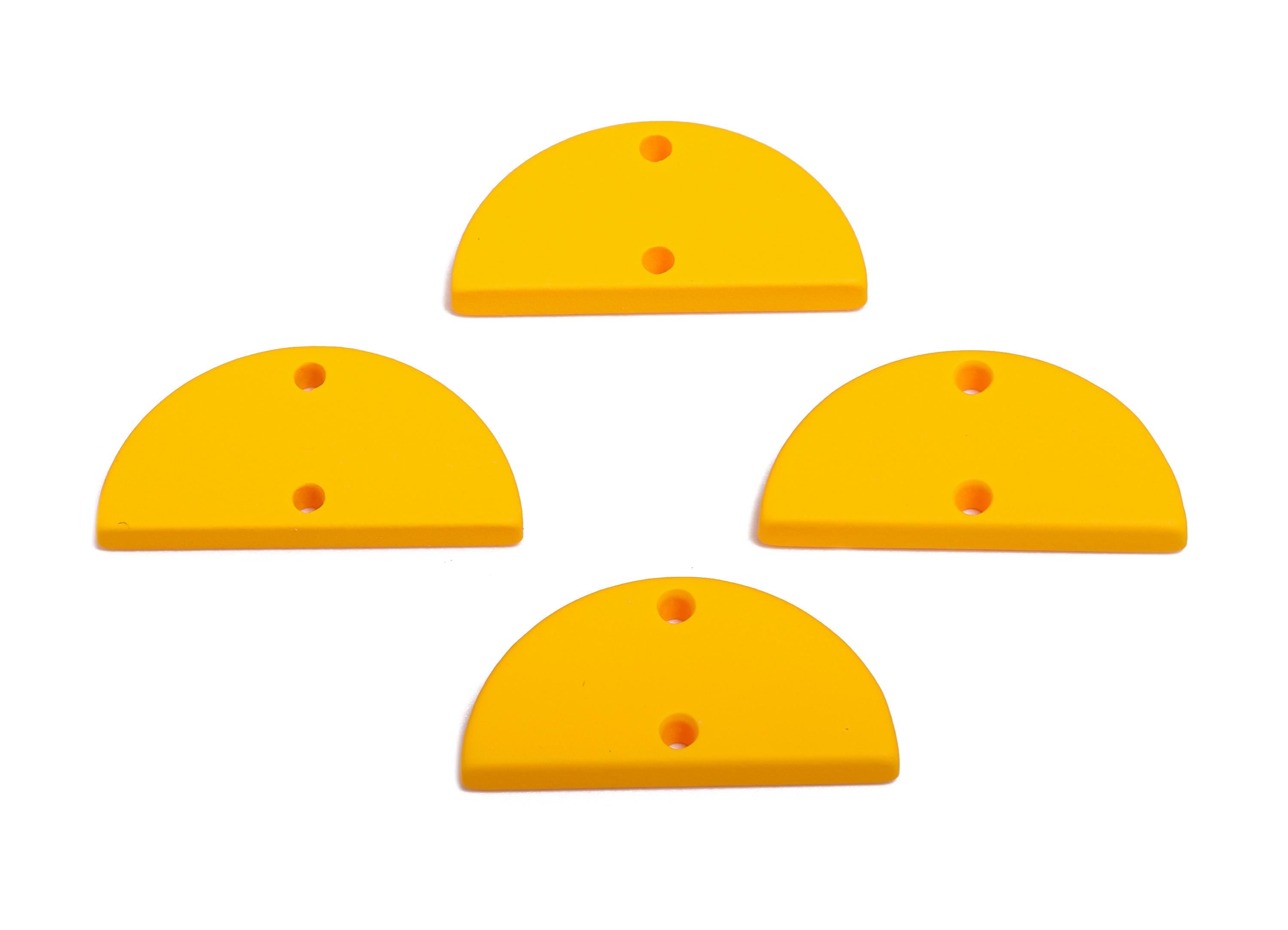 Acrylic Yellow Half Circle Connector - Matte Semicircle Earring Piece - Bright Color Jewelry Part - Color Code: A1057-24x12x2mm-AC3648-A1057 - DOMEDBAZAAR