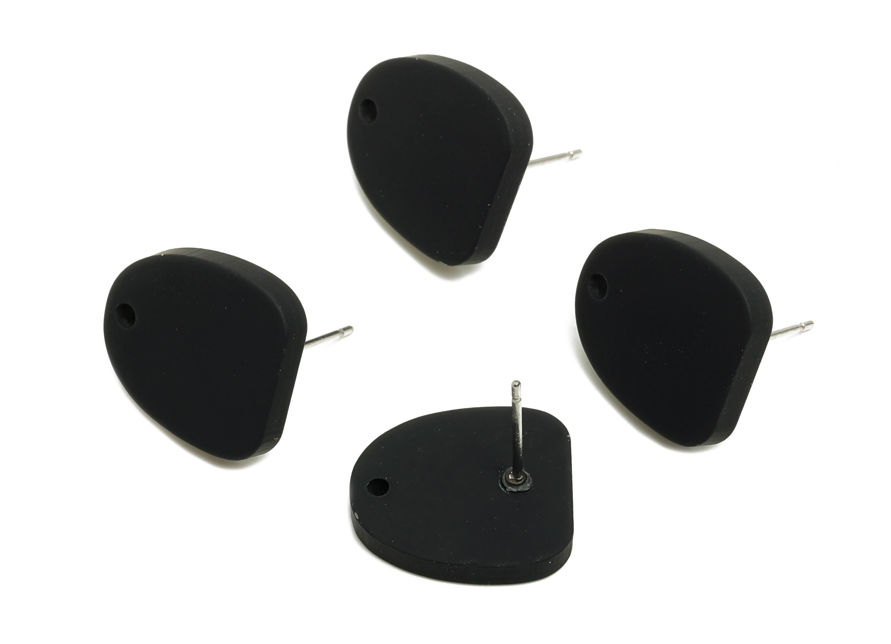 Acrylic Black Earrings Connector - Modern Matte Geometric Earring Base - Craft Making Earring - Color Code: A1052 - 16x14x2mm - AC3652-A1052 - DOMEDBAZAAR