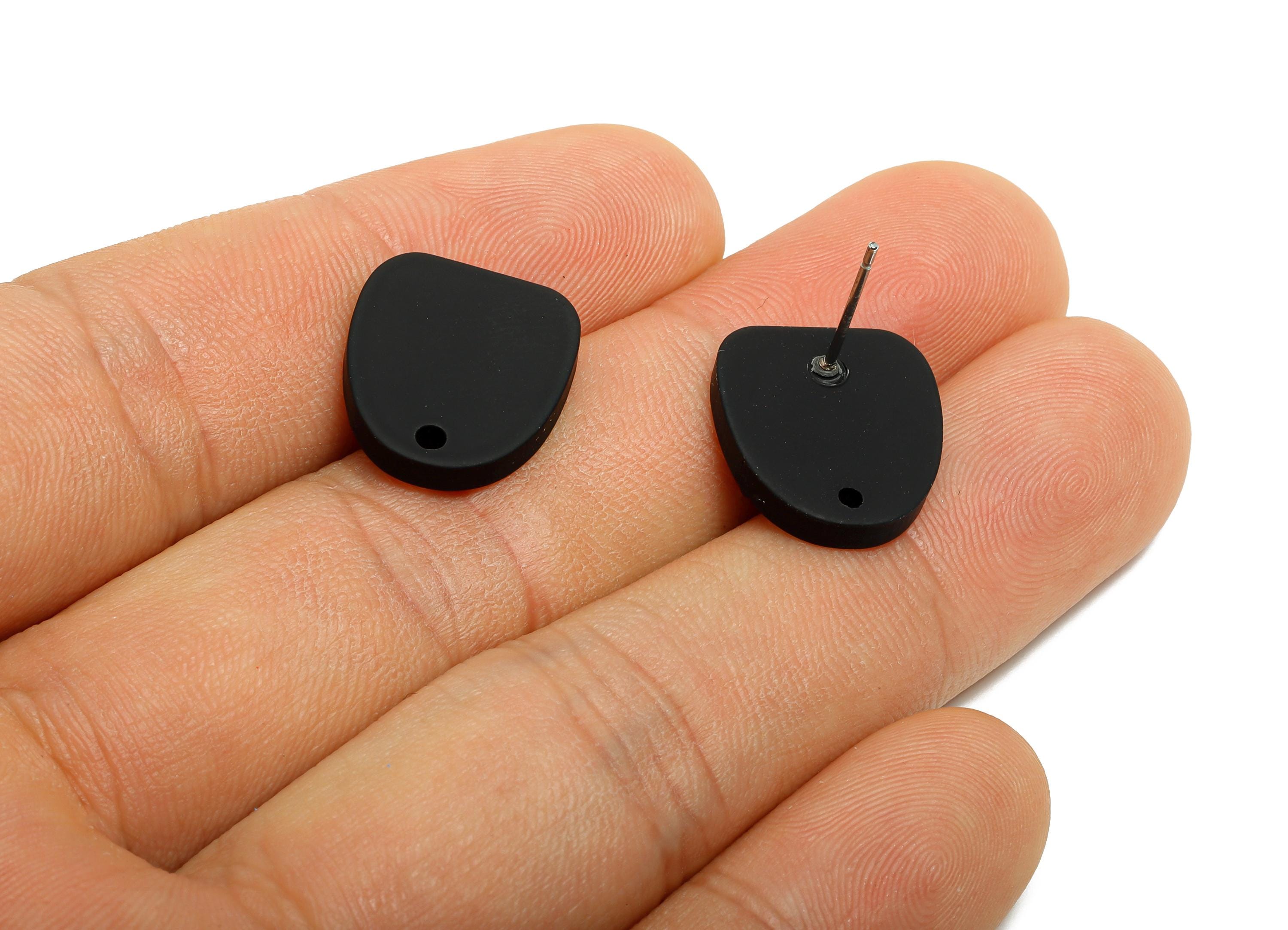Acrylic Black Earrings Connector - Modern Matte Geometric Earring Base - Craft Making Earring - Color Code: A1052 - 16x14x2mm - AC3652-A1052 - DOMEDBAZAAR
