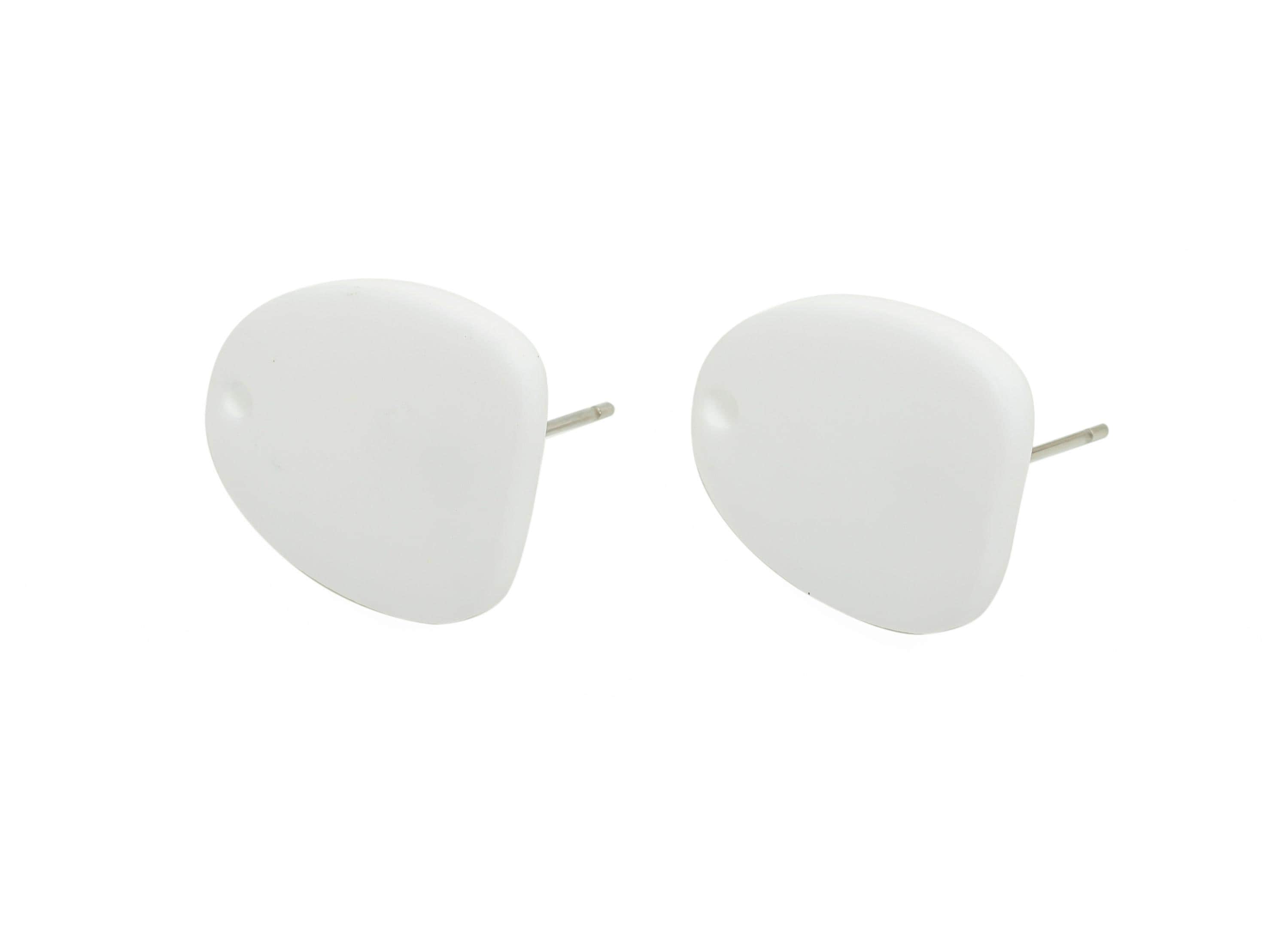 Acrylic White Earrings Connector - Modern Matte Geometric Earring Base - Craft Making Earring - Color Code: A1053 - 16x14x2mm - AC3652-A1053 - DOMEDBAZAAR