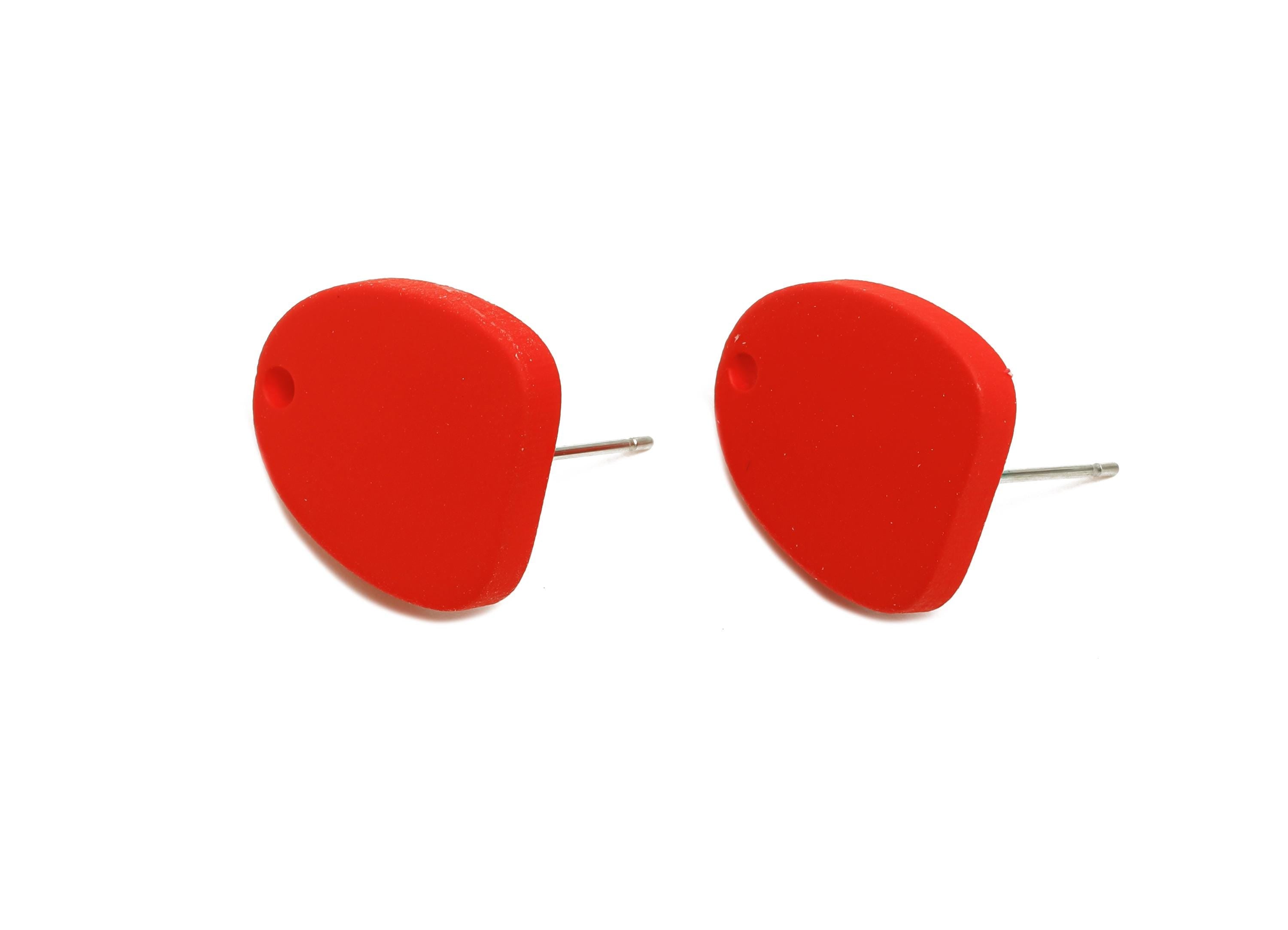 Acrylic Red Earrings Connector - Modern Matte Geometric Earring Base - Craft Making Earring - Color Code: A1054 - 16x14x2mm - AC3652-A1054 - DOMEDBAZAAR