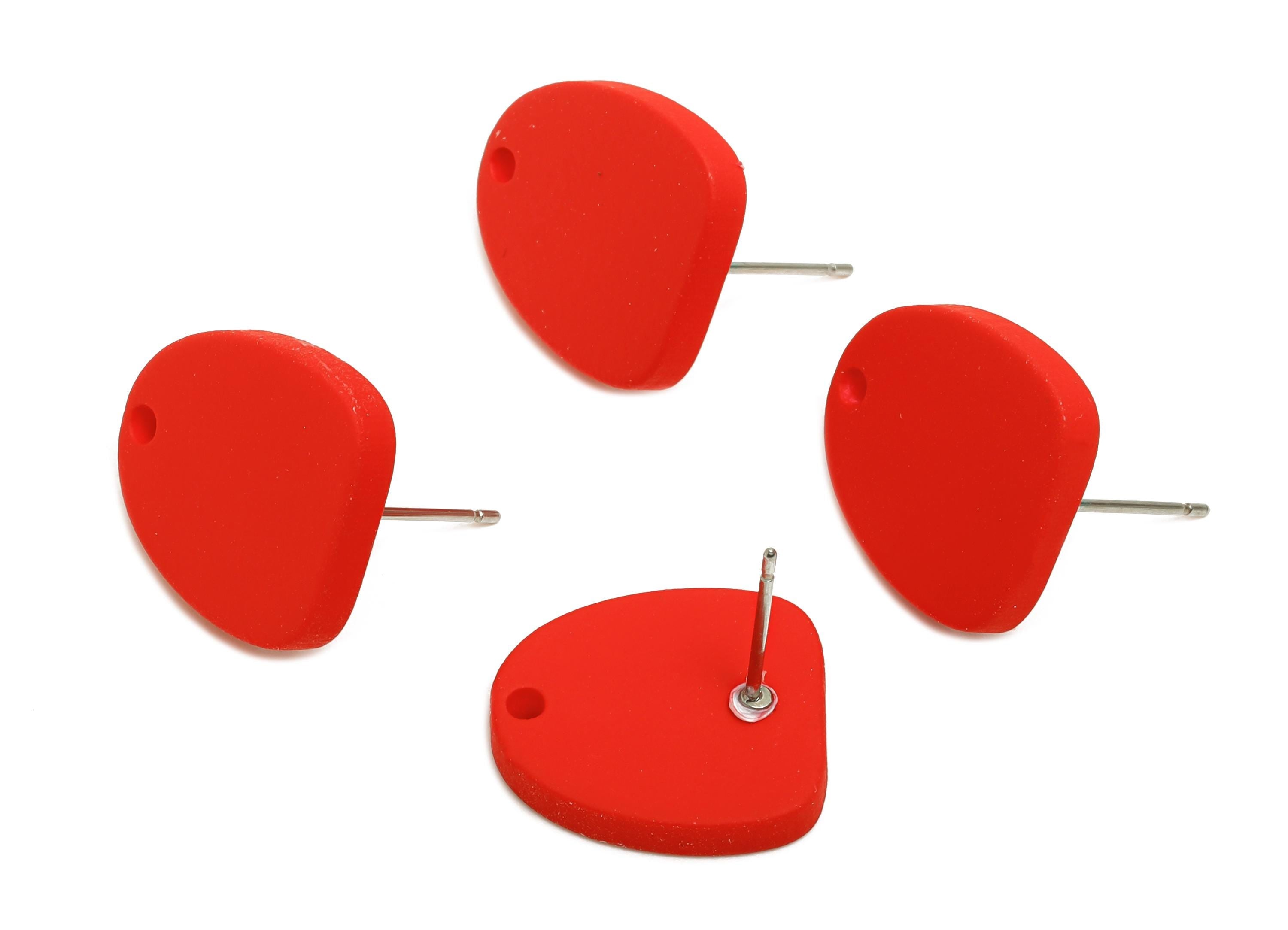 Acrylic Red Earrings Connector - Modern Matte Geometric Earring Base - Craft Making Earring - Color Code: A1054 - 16x14x2mm - AC3652-A1054 - DOMEDBAZAAR