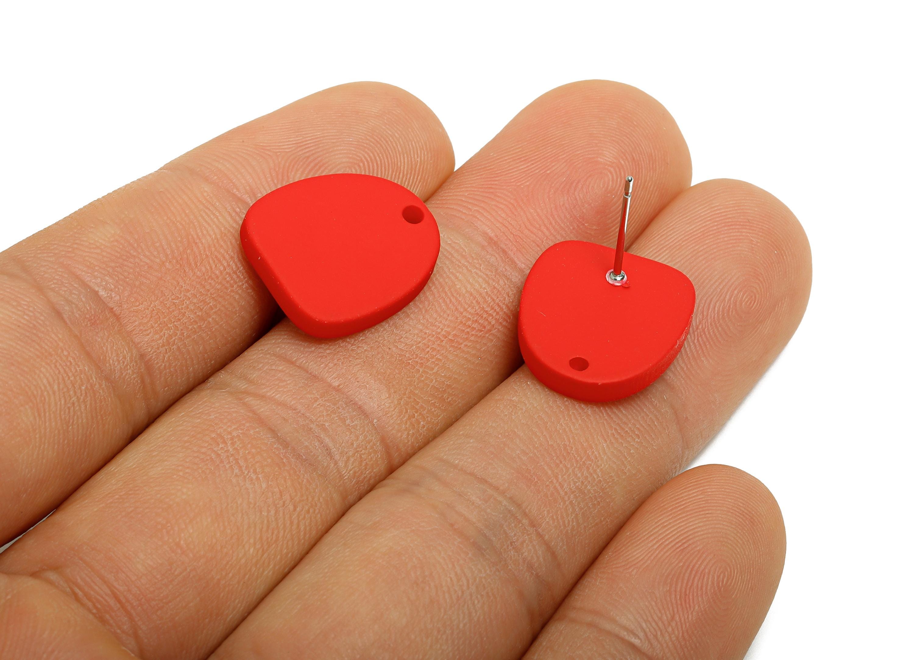 Acrylic Red Earrings Connector - Modern Matte Geometric Earring Base - Craft Making Earring - Color Code: A1054 - 16x14x2mm - AC3652-A1054 - DOMEDBAZAAR